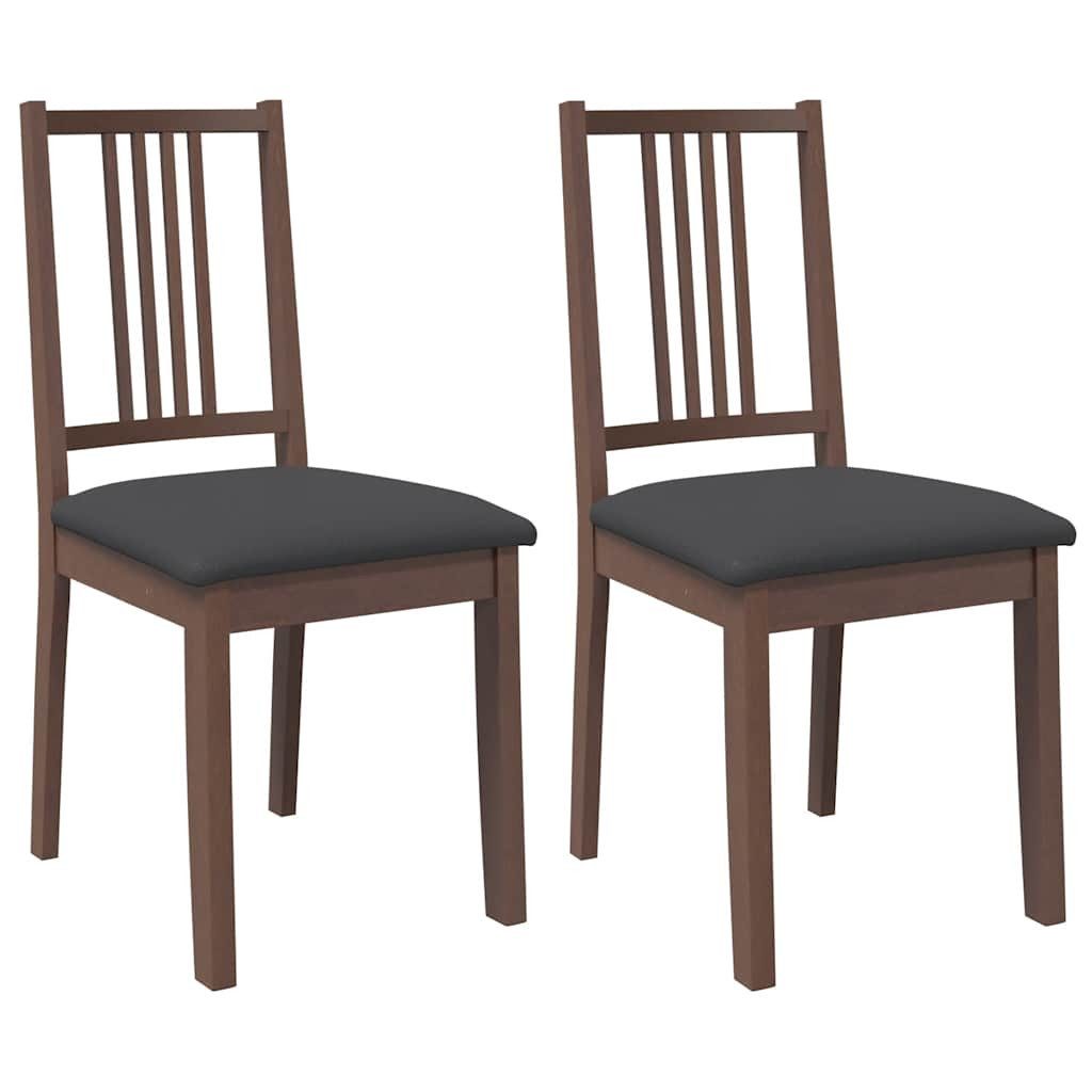 vidaXL Esszimmerstuhl Esszimmerstühle mit Kissen 2 Stk. Braun Massivholz Gu günstig online kaufen