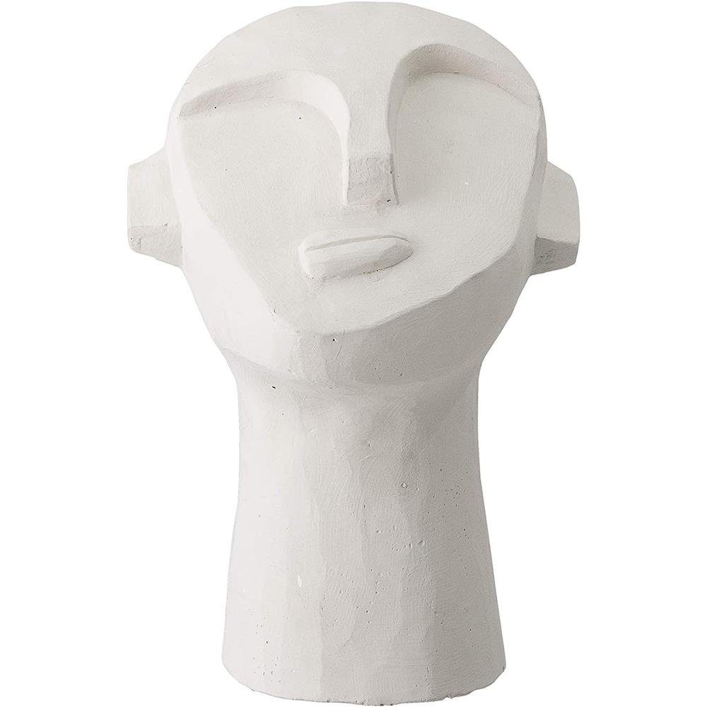 Bloomingville Skulptur Indo Deko, aus Zement, Weiß, 22 cm, Gesicht, Dekofigur, Kopfform | Skulpturen