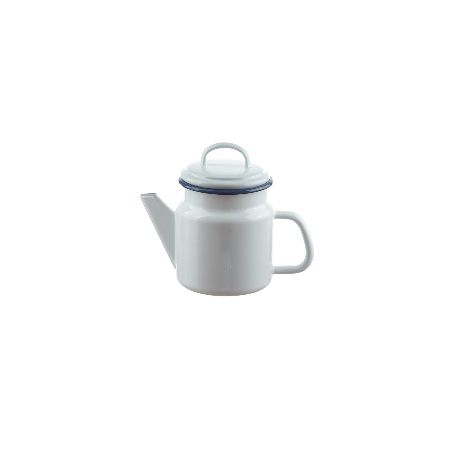 Neuetischkultur Teekanne Liter für l, Emaillekanne Teekanne Kaffeekanne Retro Weiß, Deckel Stück), Blau 1 1 (Stück, mit Tassen, 4