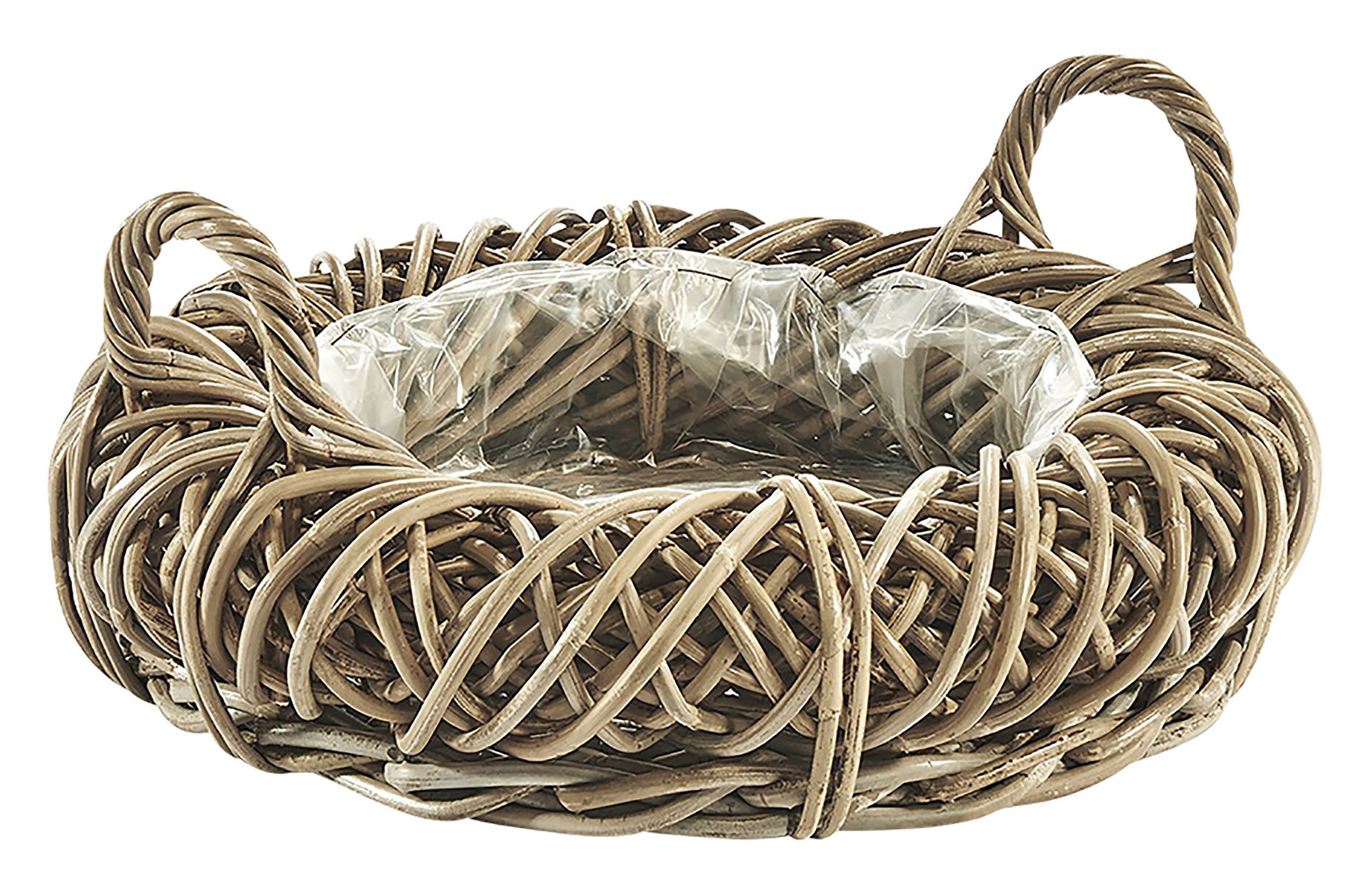 Kobolo Pflanzkübel Pflanzschale aus Rattan in Kubu grey mit Folie günstig online kaufen