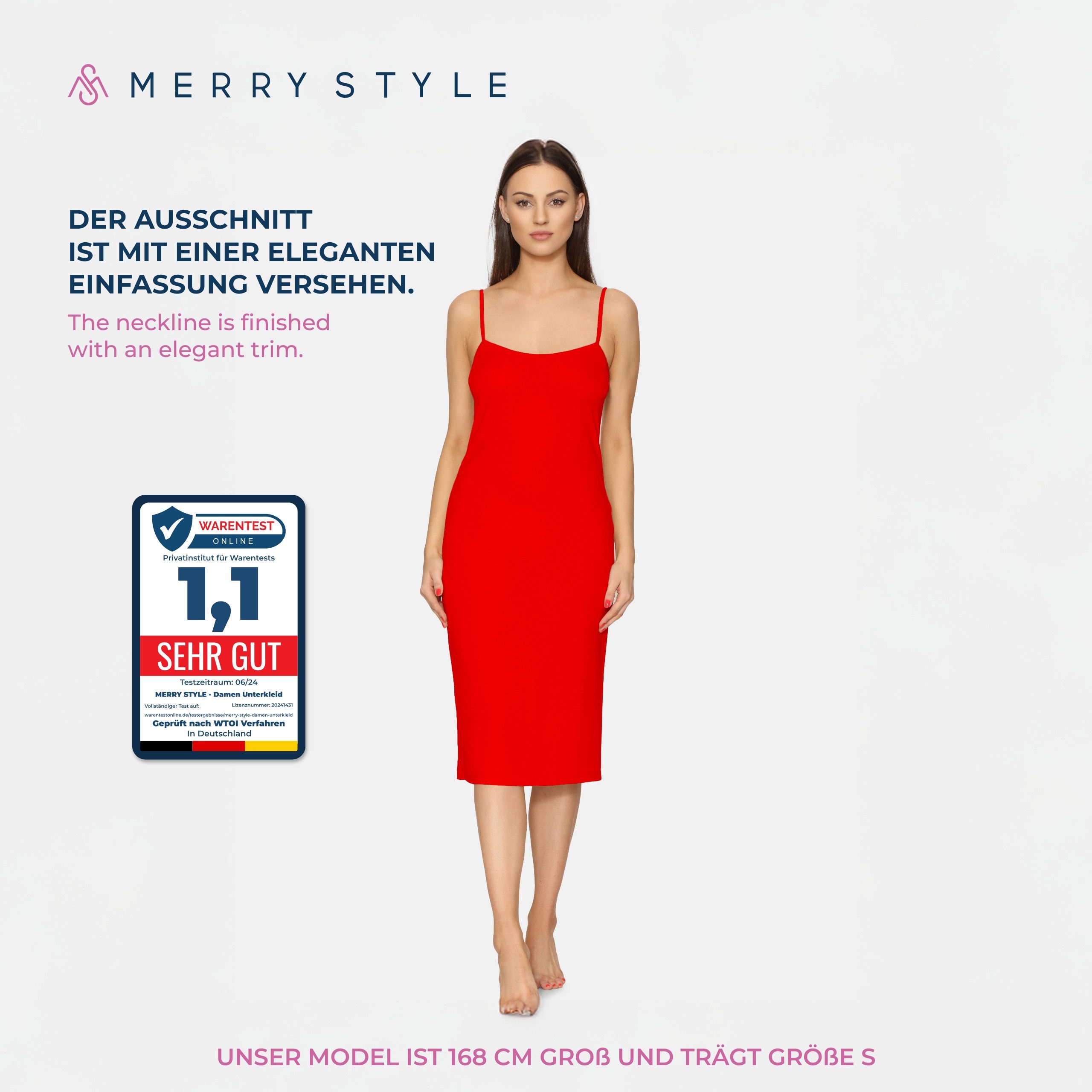 Merry Style Unterkleid Damen Spaghettikleid MS10-402 (1-tlg) aus Viskose