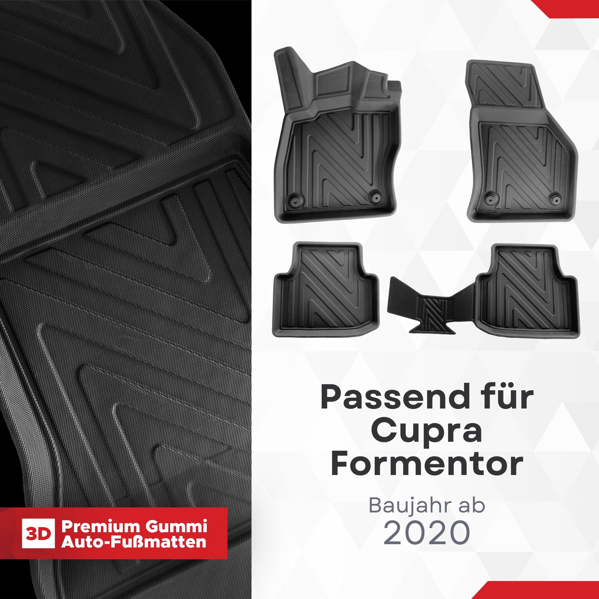 fussmattenprofi.com Auto-Fußmatte 3D Auto Fussmatten für Cupra Formentor 2020-2024 Carbon-Optik (1 St), für CUPRA CUPRA Formentor