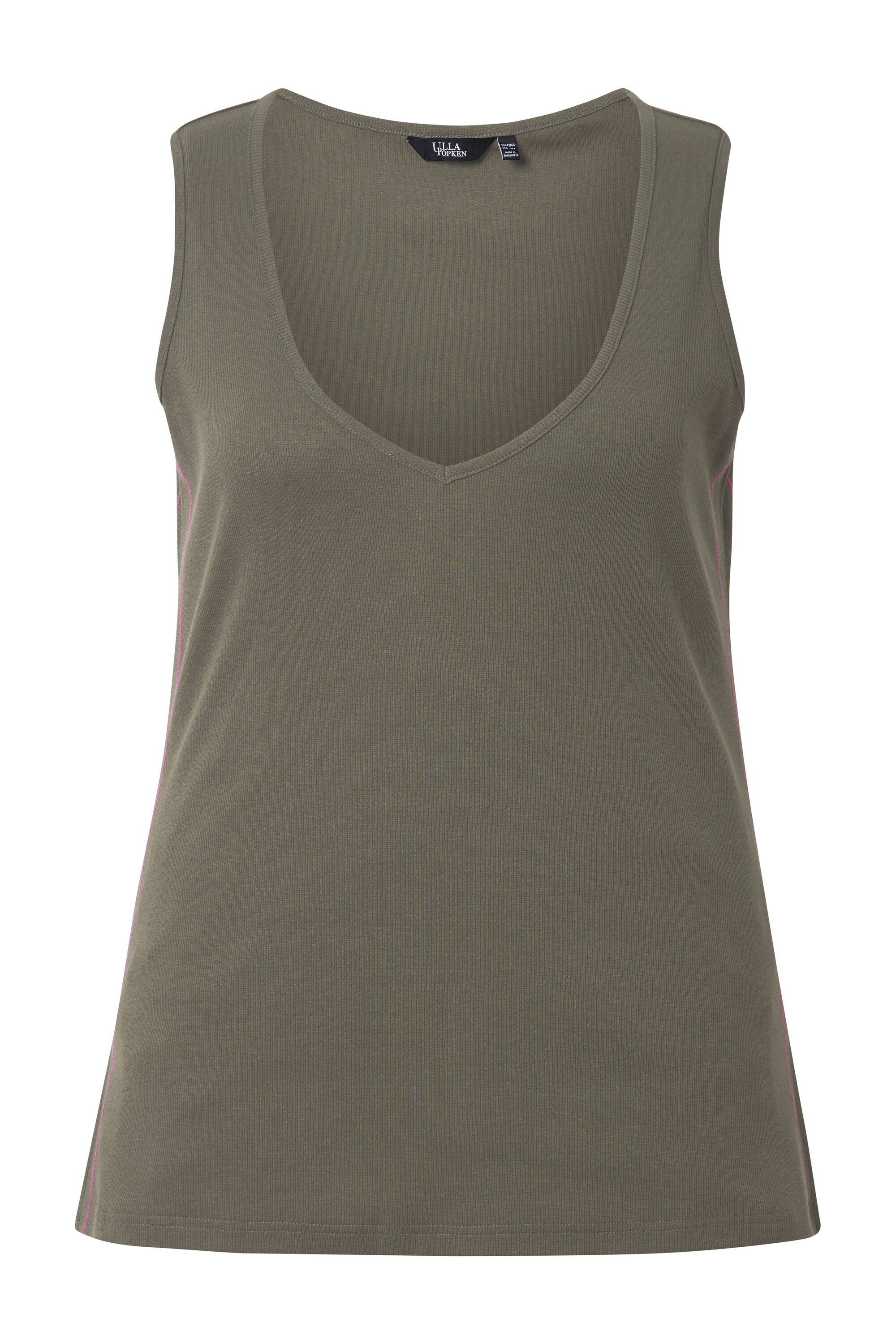 Ulla Popken T-Shirt Top Rippjersey Slim V-Ausschnitt ärmellos günstig online kaufen