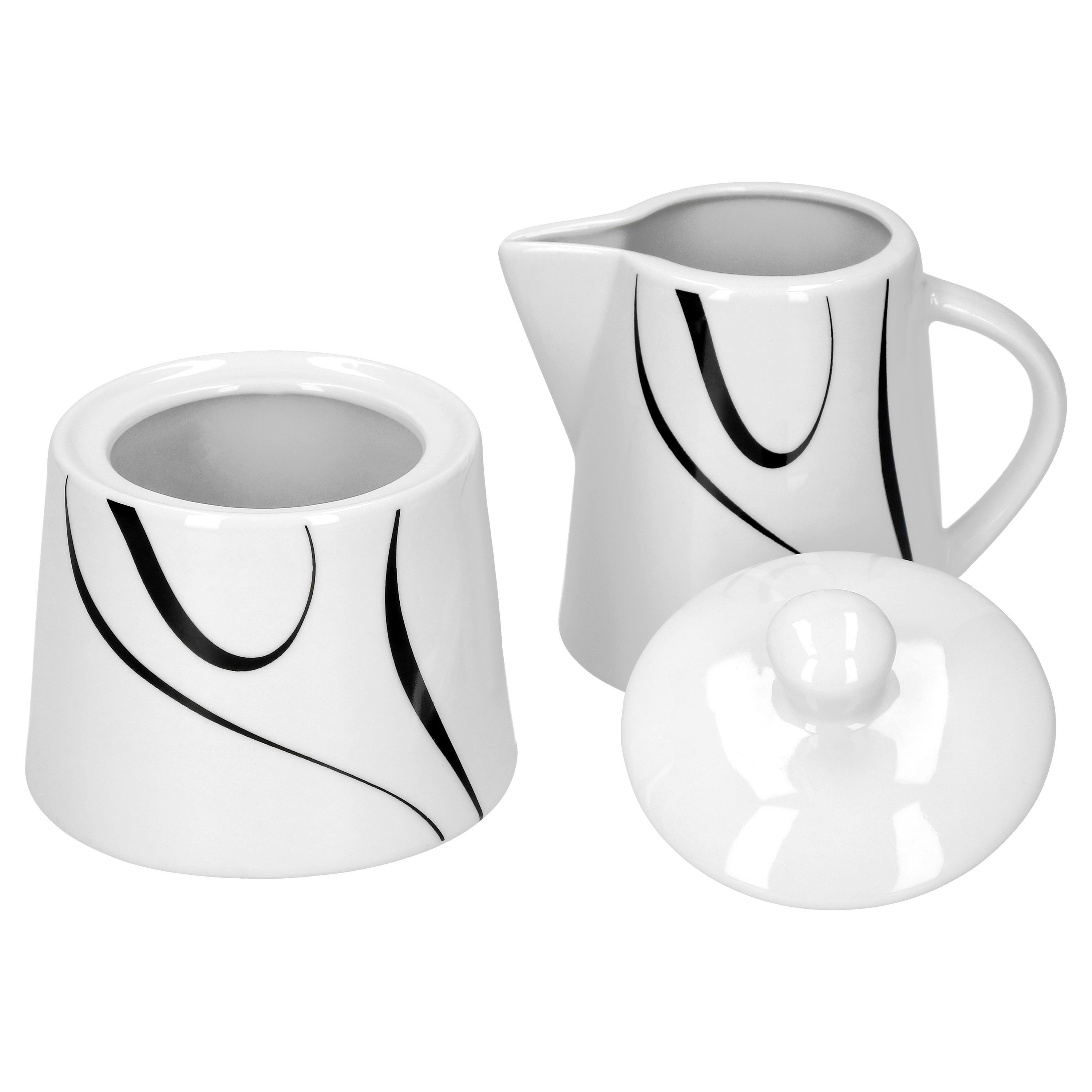 van Well Milch- und Zuckerset Kaffeeergänzungsset Milchkännchen & Zuckerdose Galaxy, Porzellan