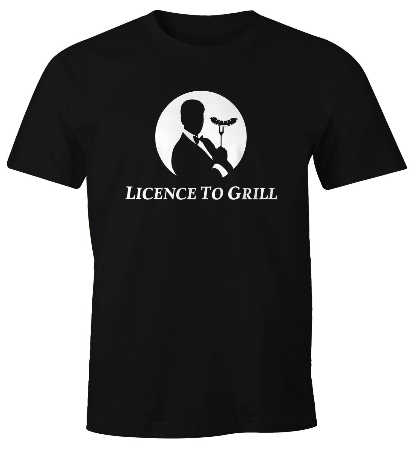 Herren MoonWorks Print-Shirt Grillen Licence to Grill Parodie lustig T-Shirt mit Moonworks® Print Fun-Shirt