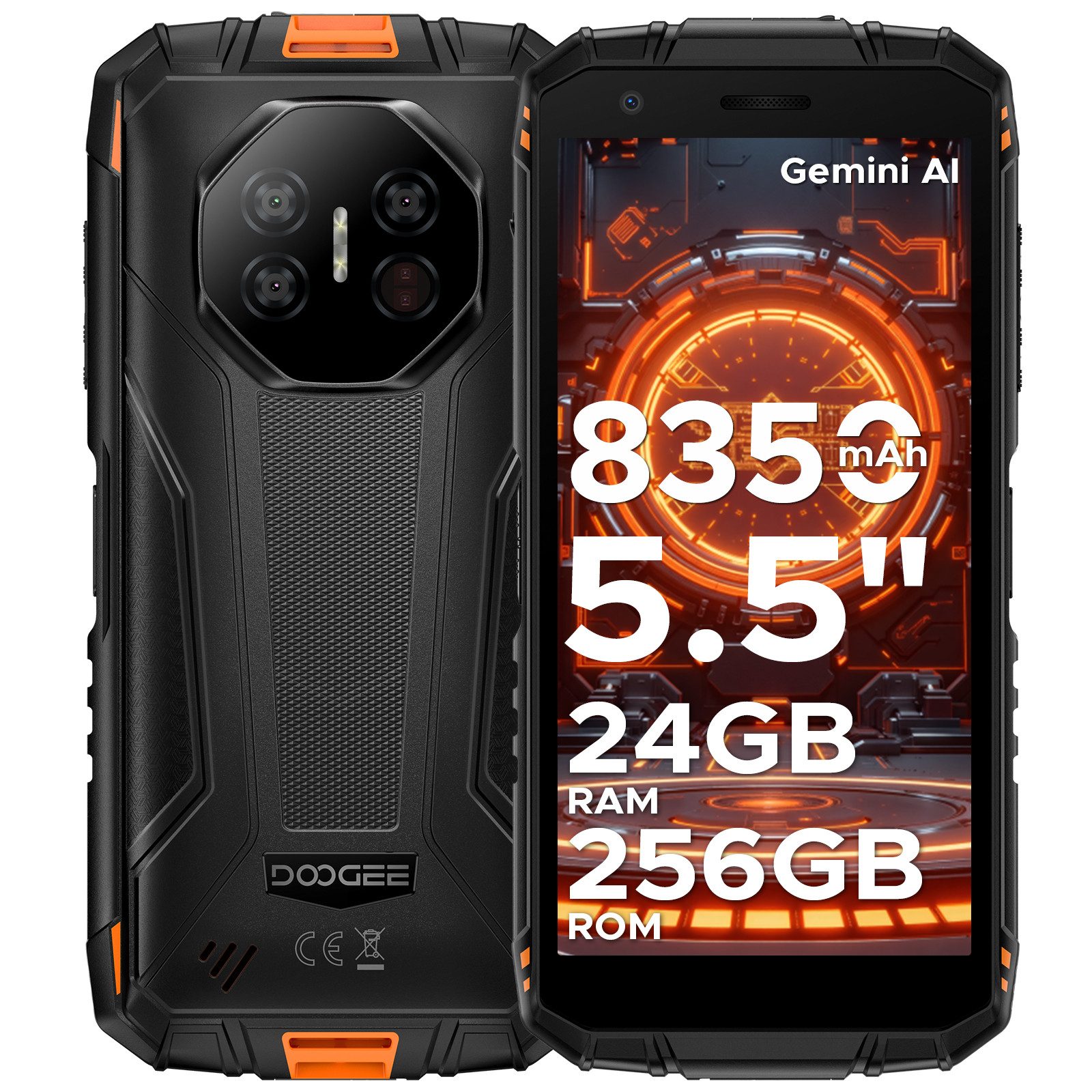 DOOGEE FIRE 3 ULTRA 5.5 Zoll 256GB ROM(2TB TF) Android 15 Outdoor Smartphone (5.5 Zoll, 256 GB Speicherplatz, 16 MP Kamera, 8350mAh/18W, 5,5" HD+/ 16MP AI Kamera, Dual SIM 4G/Widevine L1/Face ID)