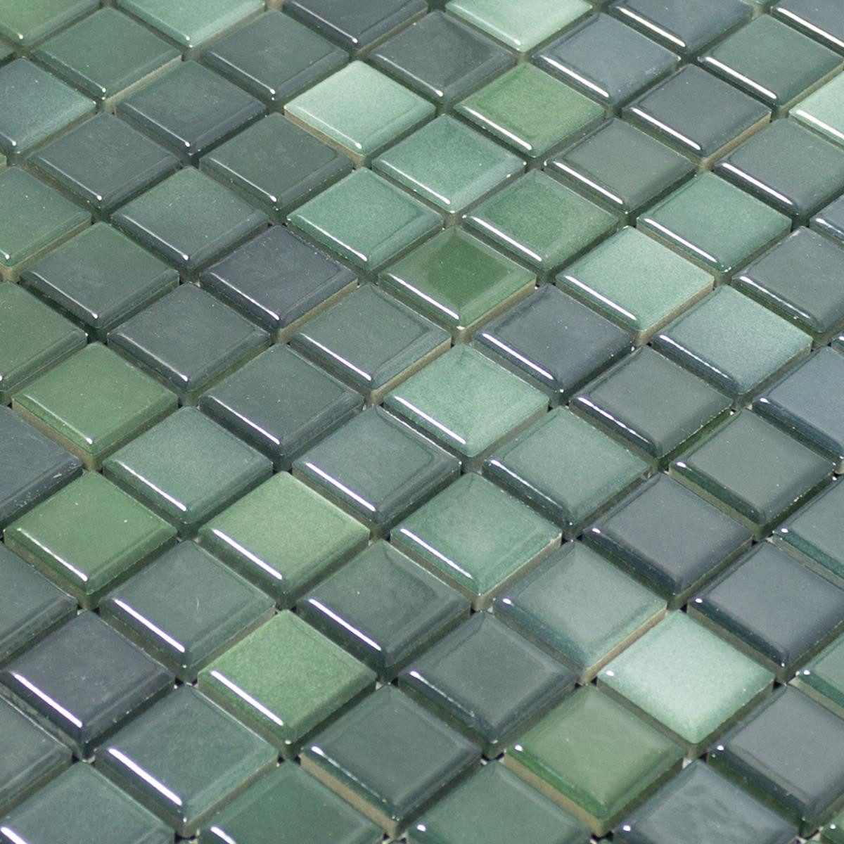Mosafil Mosaikfliesen Keramikmosaik Fliesen Galleria, Keramik 29.700x29.700, grün, Verlegefertig auf ein Netz geklebt - Frostsicher - Wasserdicht -