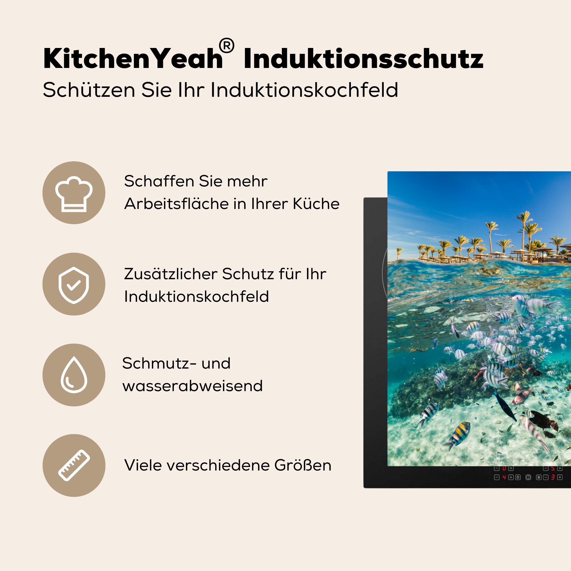 MuchoWow Herdblende-/Abdeckplatte Meer - Fisch Arbeitsplatte - Ceranfeldabdeckung, Vinyl, tlg), cm, (1 für Ägypten, küche 78x78