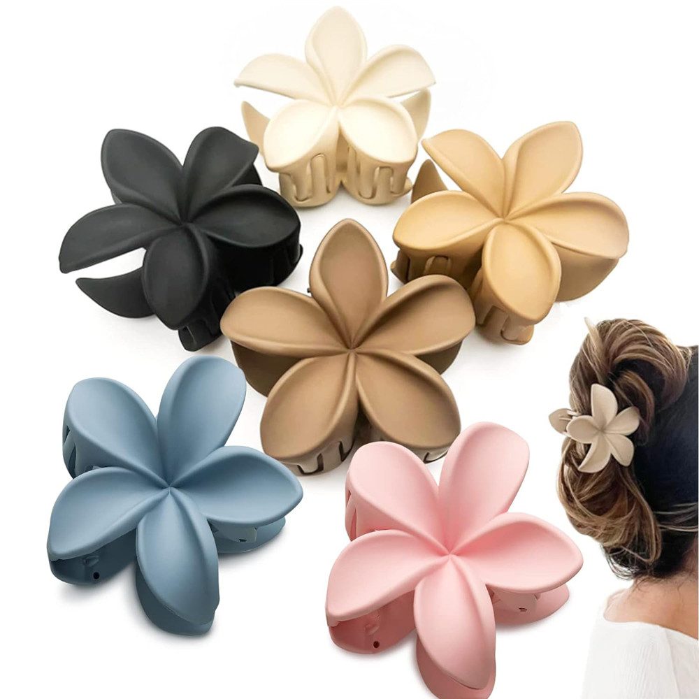 KIKI Haarklammer 6 Stück Blumen-Haarklammern, rutschfest, matt, Haarspangen für Damen