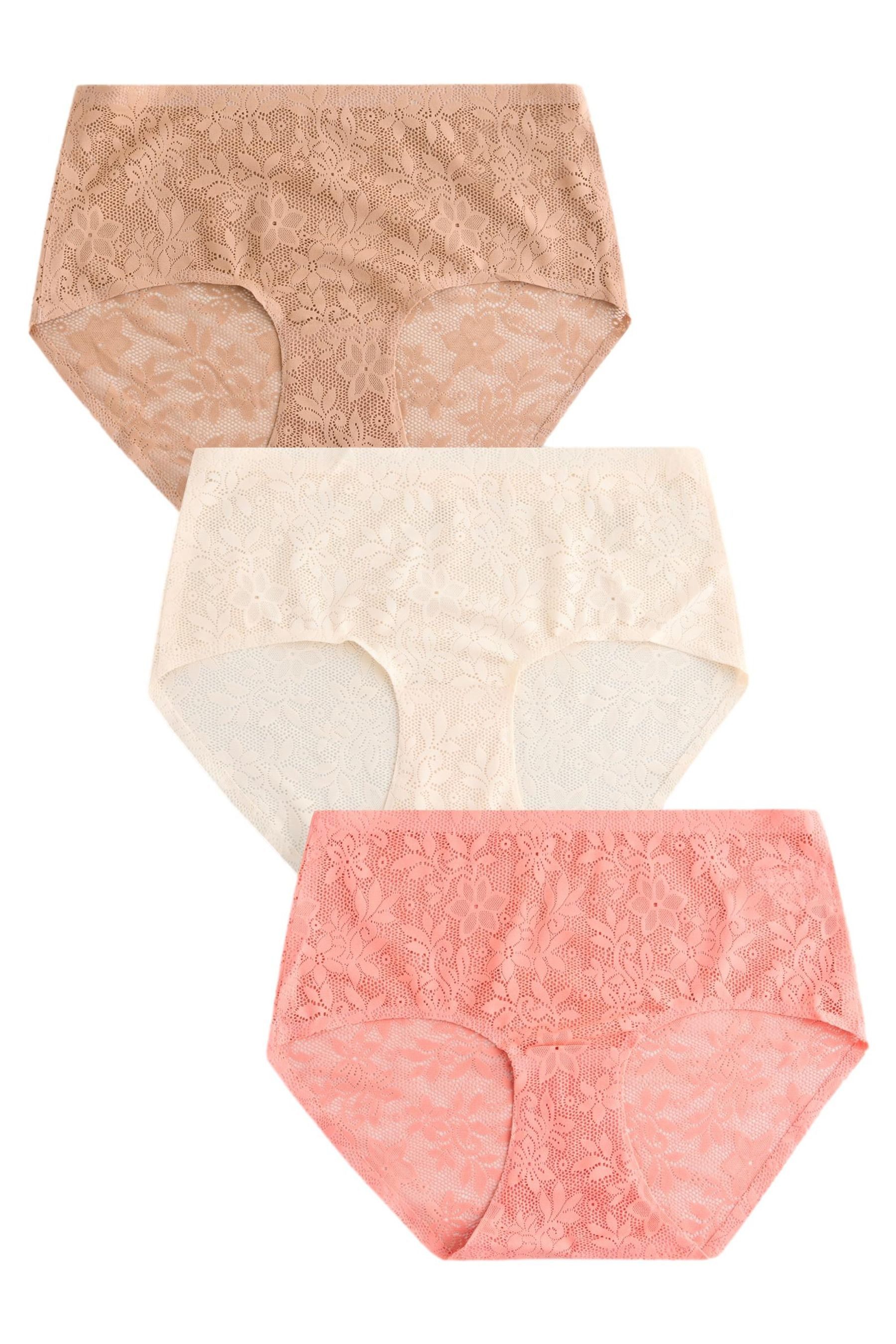 Next Midislip 3er-Pack Nahtlose Spitzenslips, Midi (3-St)