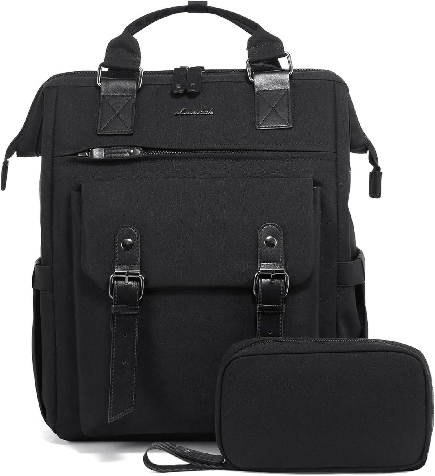 Notebookrucksack Damen Rucksack Groß Wasserdicht 18 Zoll Handgepäck Schwarz mit