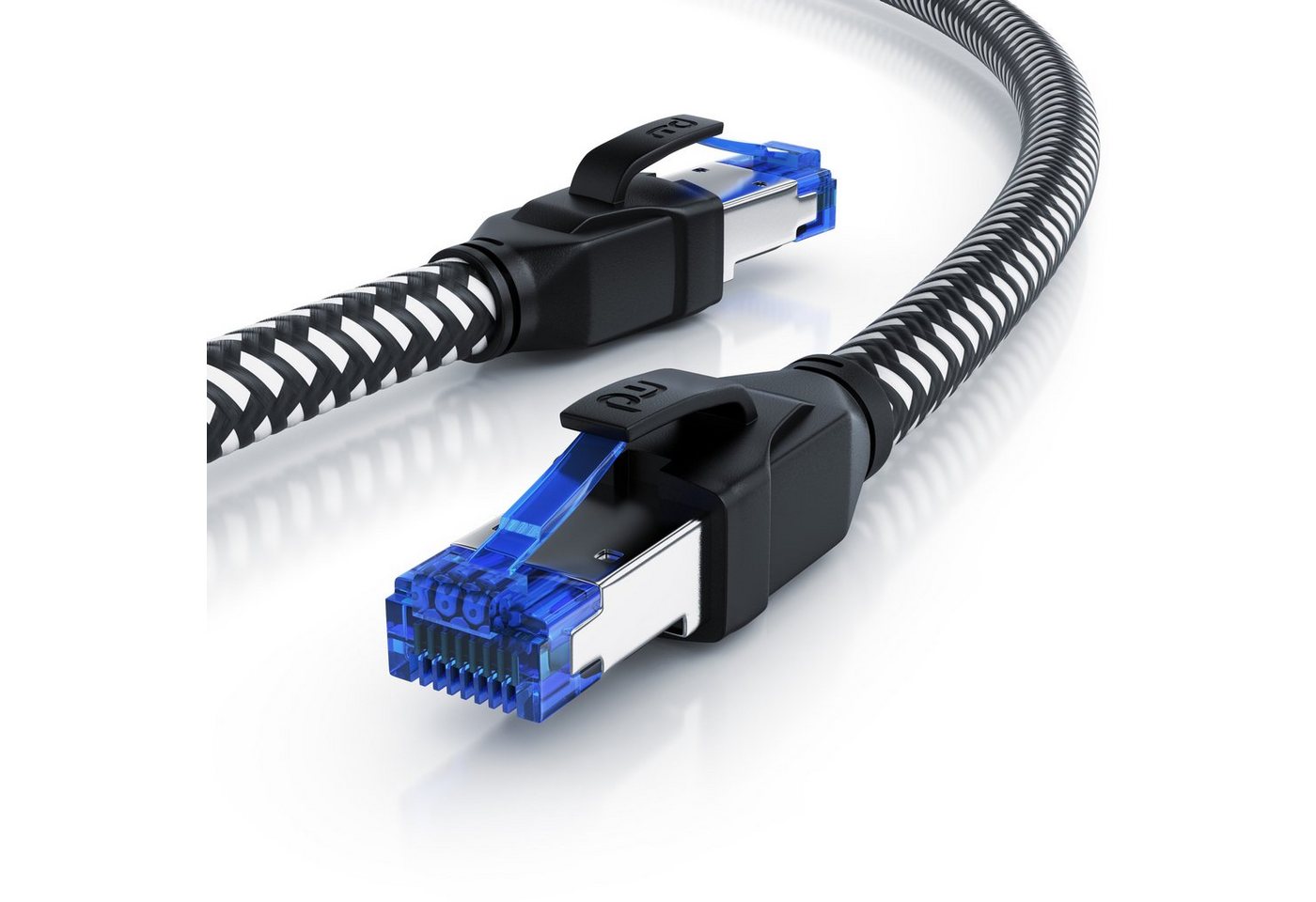 Primewire Patchkabel CAT 8, Baumwollummantelung, Netzwerkkabel 40 Gbit/s - 7,5m LAN-Kabel, CAT.8, RJ-45 (Ethernet) (750 cm), für Router, Modem, Switch, PC, ideal für Gaming, Streaming, Homeoffice