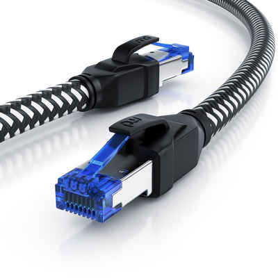 Primewire LAN-Kabel, CAT.8, RJ-45 (Ethernet) (1000 cm), Patchkabel CAT 8, Baumwollummantelung, Netzwerkkabel 40 Gbit/s - 10m