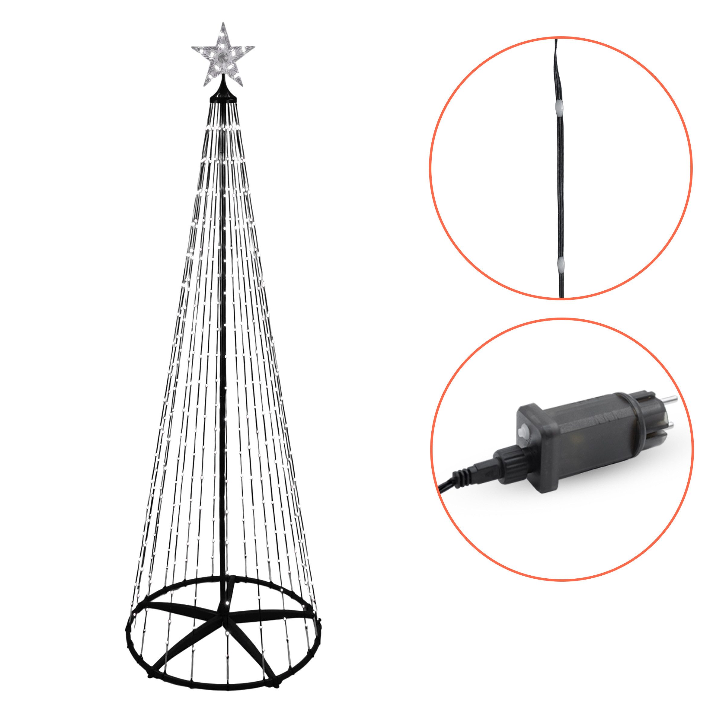 Spetebo LED-Dekofigur Lichterbaum mit Stern Spitze für Außen (Anzahl, 1 St., Stück), mit Fernbedienung und Timer – Bild 4 von 5