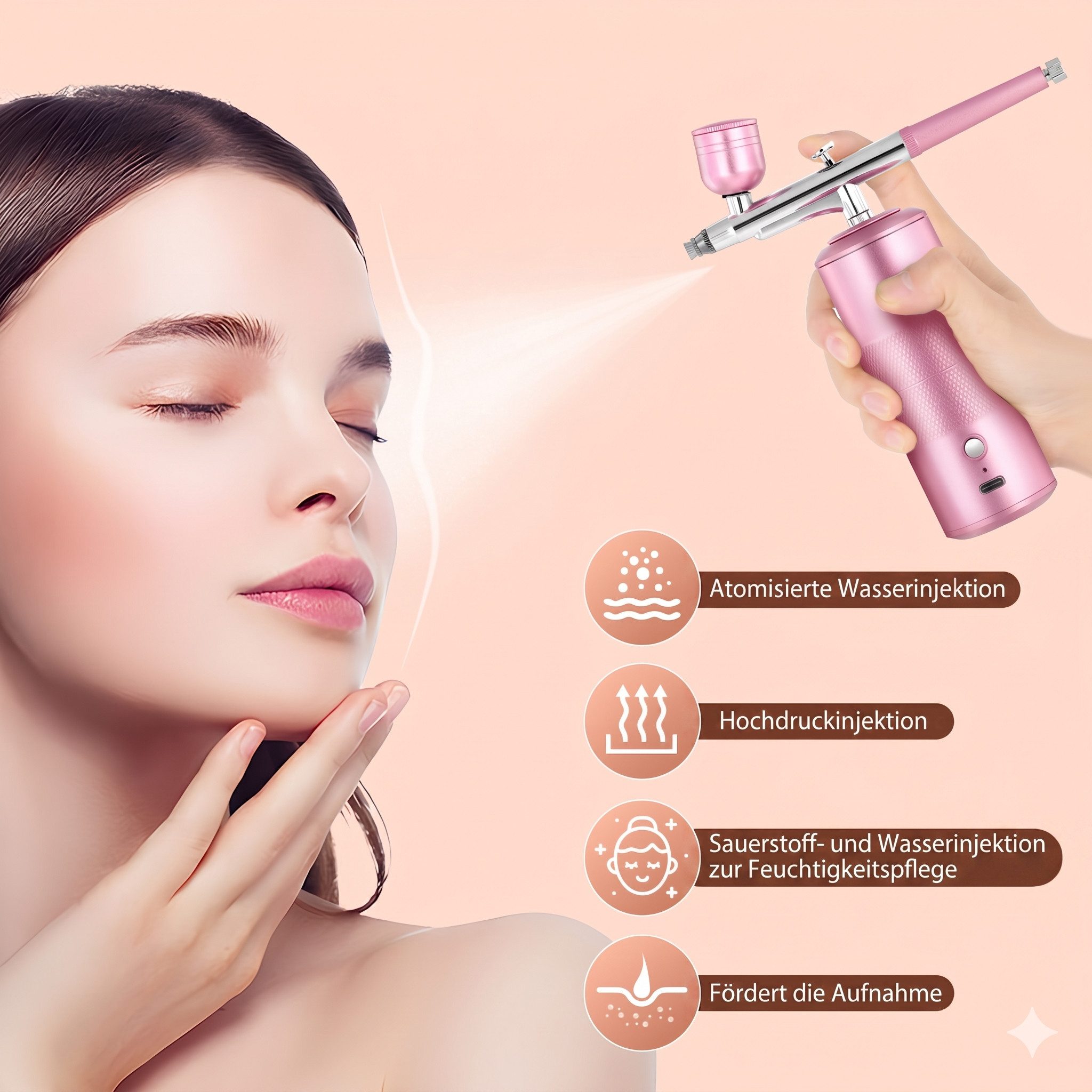 i@home Sprühflasche Airbrush-Set tragbar 0,3mm Düse Makeup, Nail Art & Torte, (1-tlg), Nebelinstrumen, Beauty Hydration, Farbspritzpistole