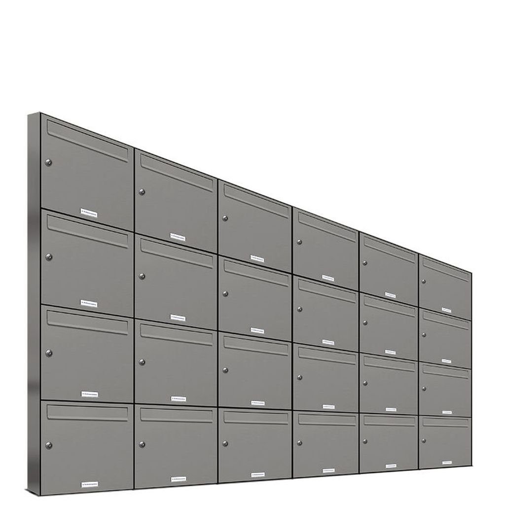 AL Briefkastensysteme Wandbriefkasten 24er Premium Briefkasten Aluminiumgrau RAL 9007 für Außen Wand 6x4