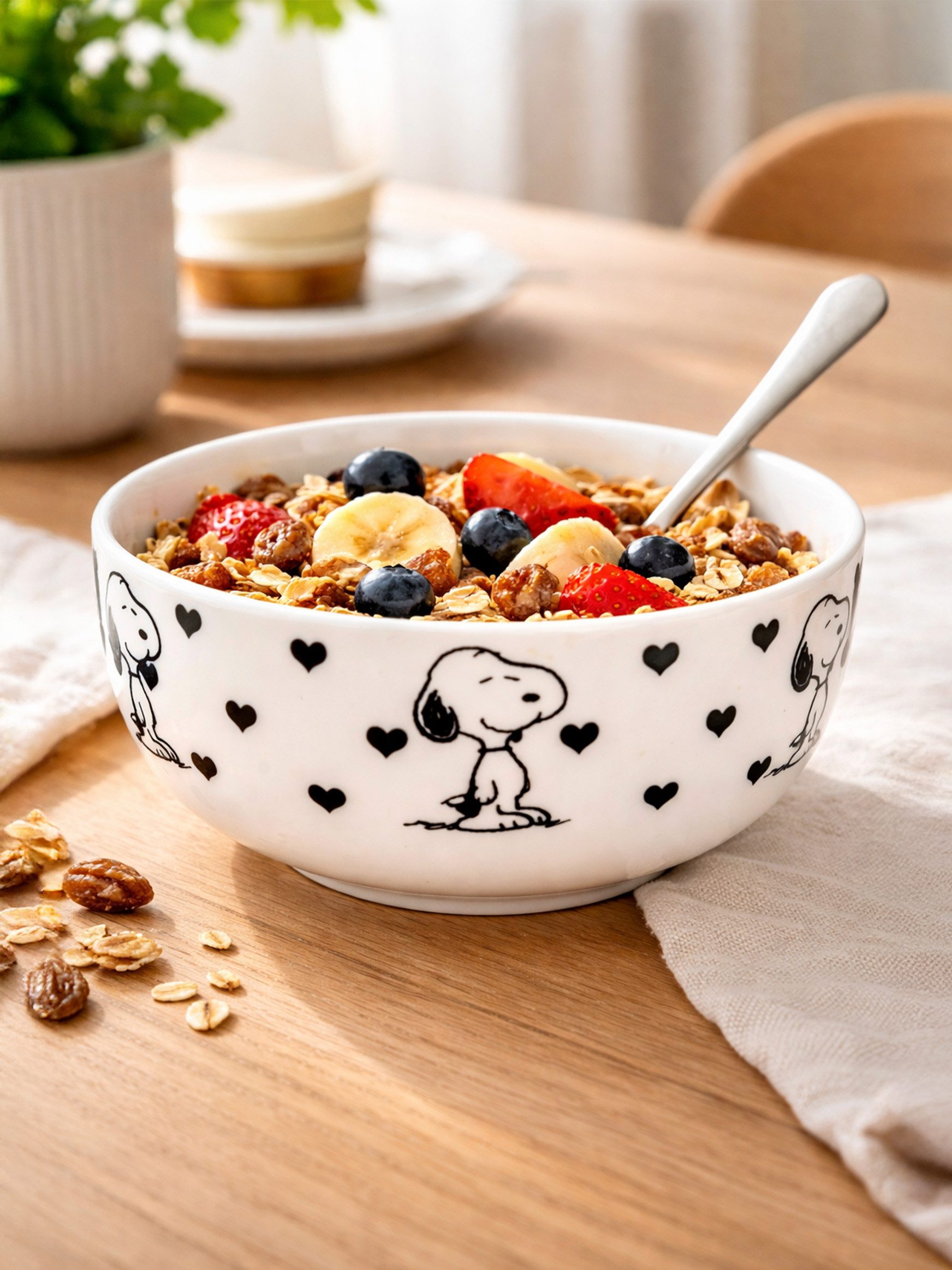 United Labels® Müslischale The Peanuts Schüssel Snoopy – Herzen - Weiß aus Keramik 400 ml, Keramik