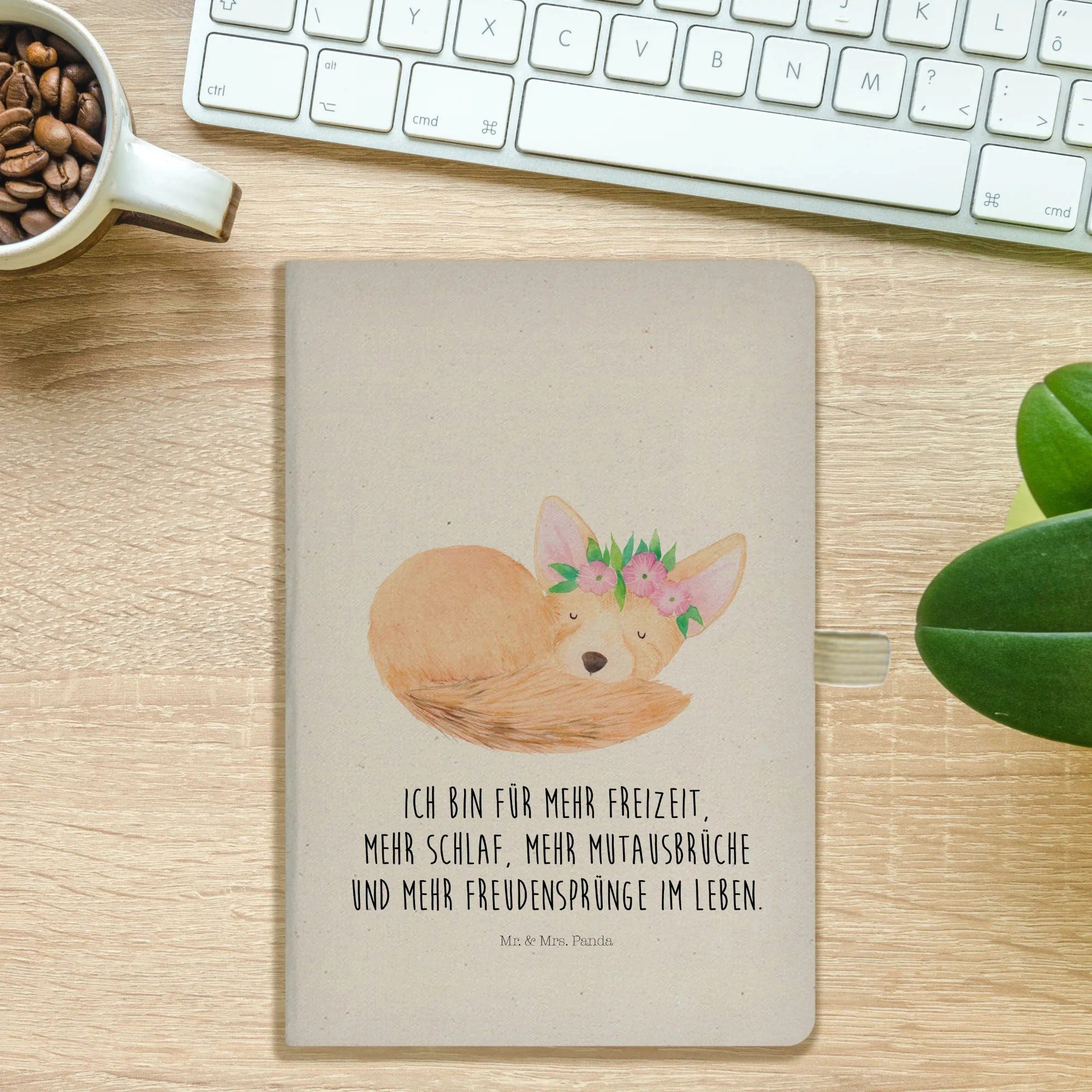 Thumbnail - Mr. & Mrs. Panda Notizbuch Wüstenfuchs Blumen - Transparent - Geschenk, Wildtiere, Glücklich, Af Mr. & Mrs. Panda, Flexi...