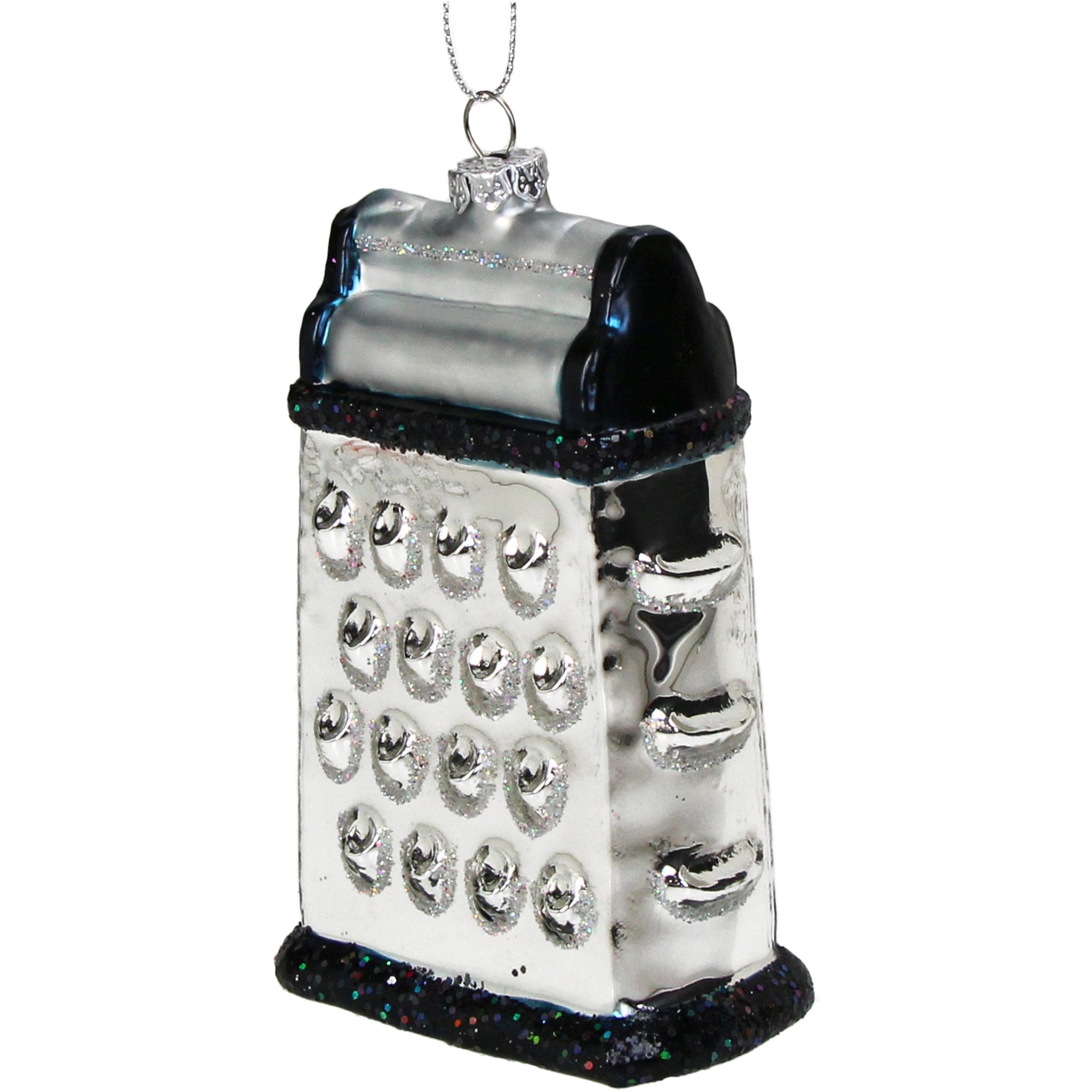 HD Collection Christbaumschmuck, Christbaumschmuck Glas 12,7cm Küchenreibe Figur Silber