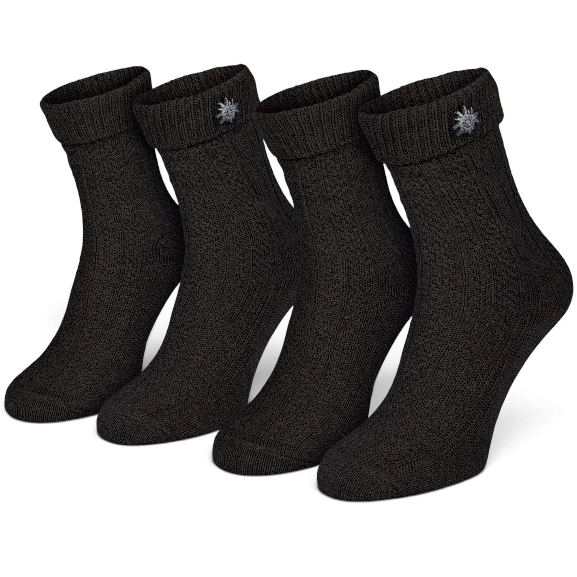 Black Snake Trachtensocken Trachtensocken Schoppersocken 2 Paar mit Zopfmuster (2-Paar) Klassische Trachtensocken mit traditionellem Zopfmuster