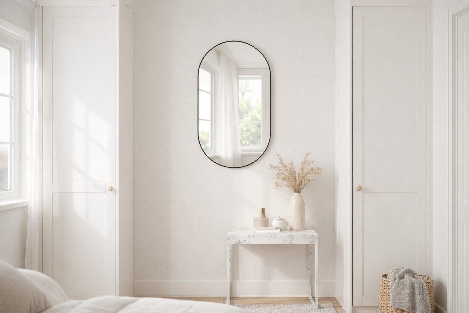 BOURGH Wandspiegel PALERMO Dekospiegel 76x50cm - moderner Spiegel, schwarzer Rahmen, für Flur, Wohnzimmer, Schlafzimmer & Badezimmer