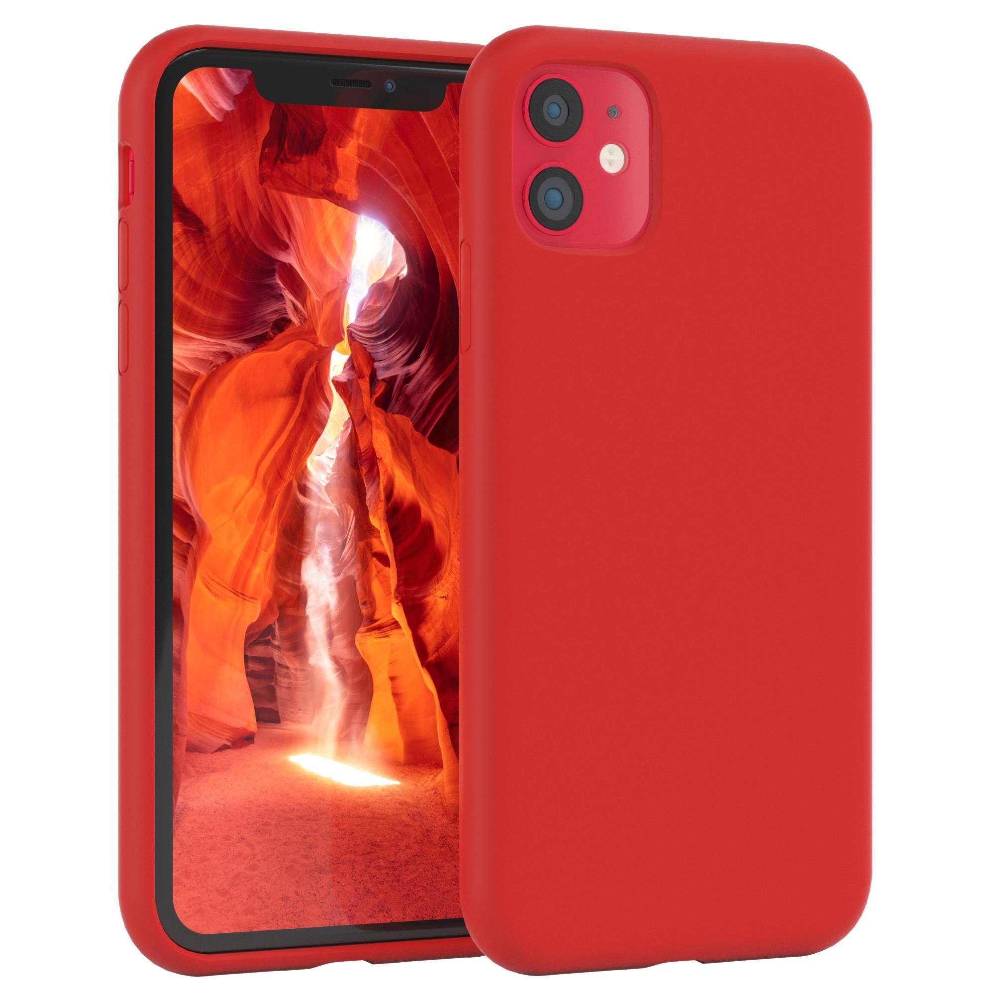 EAZY CASE Handyhülle Premium Silikon Case für Apple iPhone 11 6,1 Zoll, Smart Slimcover mit Displayschutz Handy Softcase Silikonhülle Etui Rot