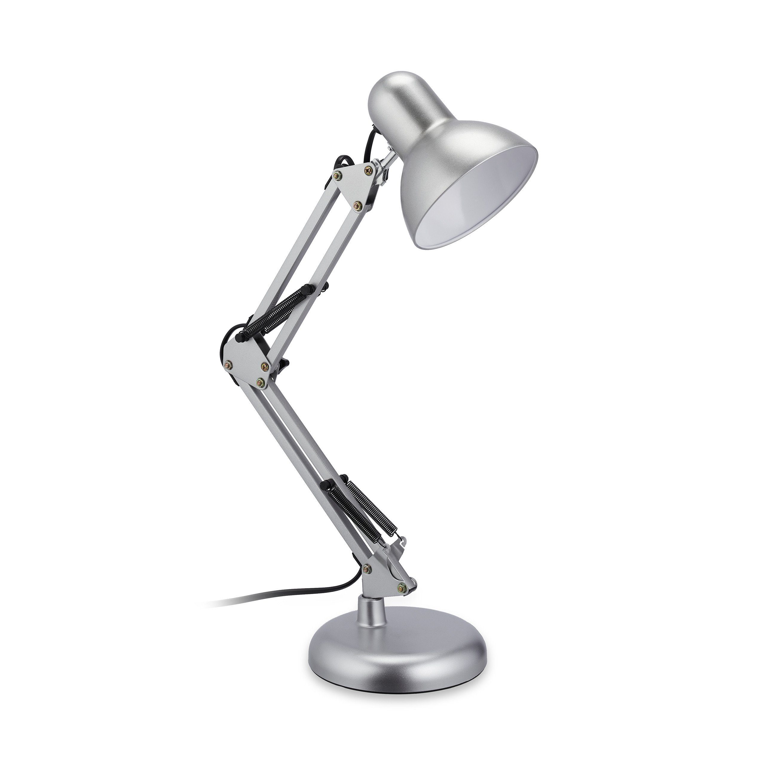 relaxdays Schreibtischlampe Retro Schreibtischlampe silber | Tischlampen