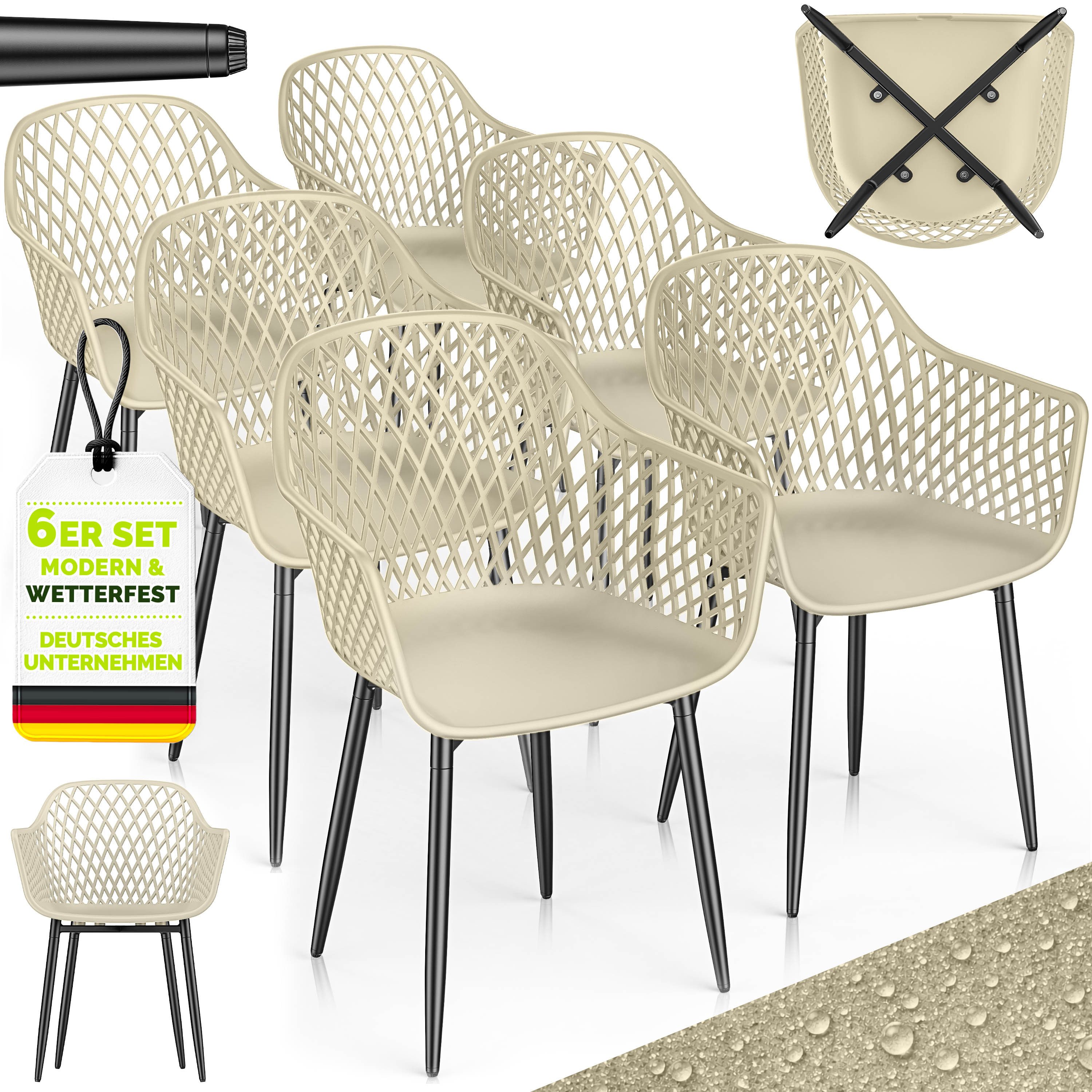 tillvex Gartentisch tillvex® Movo Gartenstühle mit Metallfüßen (Gartenstühle UV-beständig Terrassenstuhl Gartenmöbel, 6-St., Terrasse Balkon Outdoor Garten), belastbar