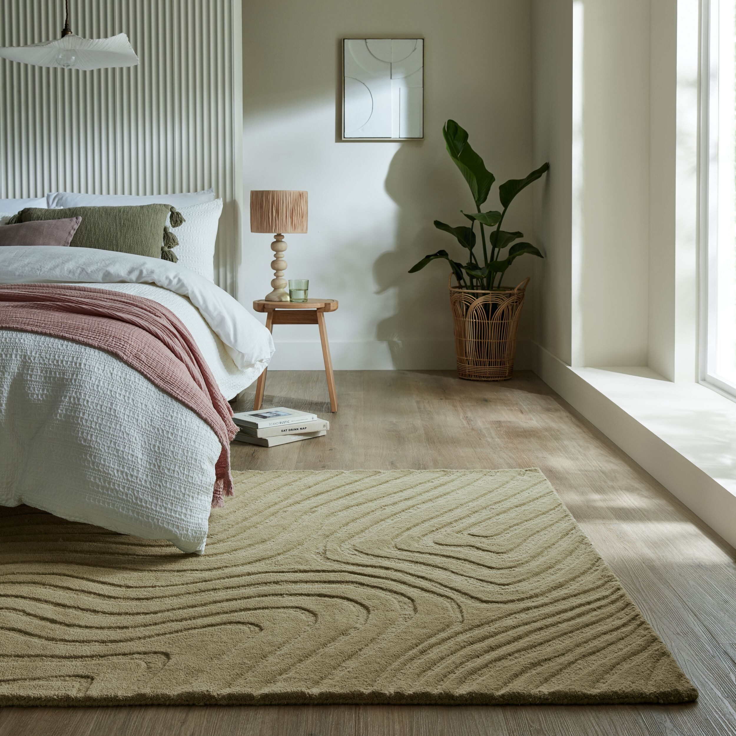 FLAIR RUGS Wollteppich Mesmerise, abstrakt, rechteckig, Höhe: 14 mm, Wollteppich mit Hoch-Tief Effekt