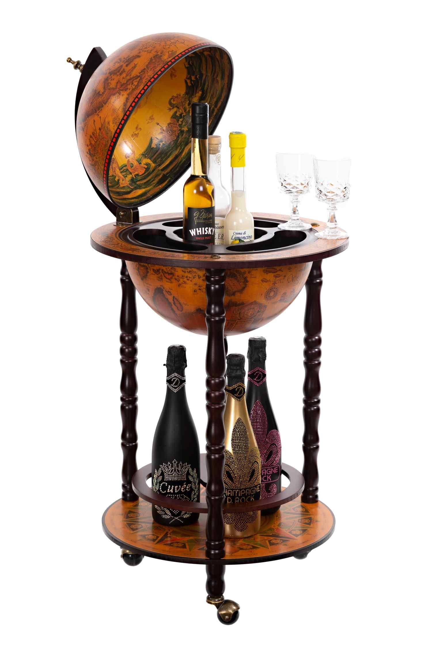 BIRENDY Dekoobjekt Barwagen 33001R Antikbraun geöffnet 100cm Globusbar Bart günstig online kaufen