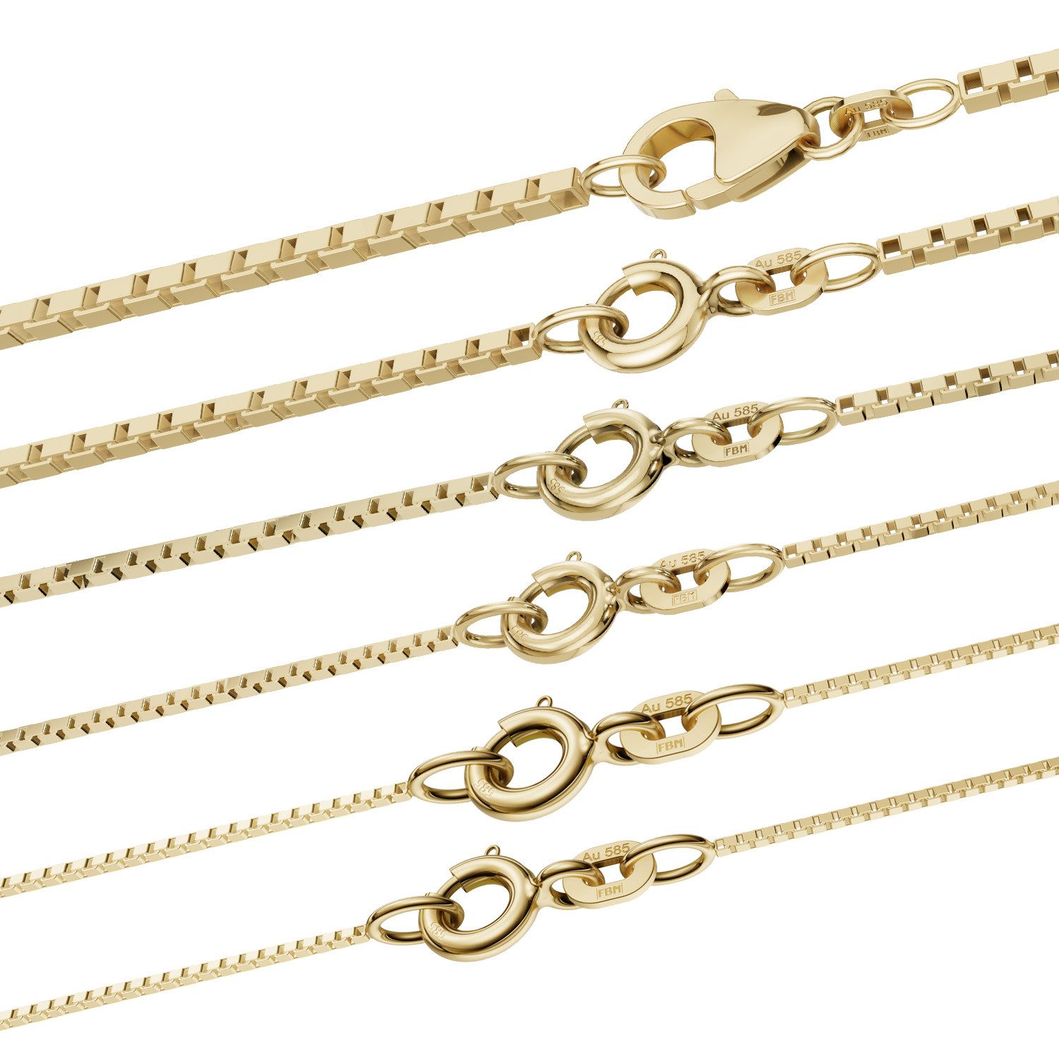 HOPLO Goldkette Goldkette Venezianerkette Halskette 1,0mm 60cm 585-14 Karat Gold, Made in Germany