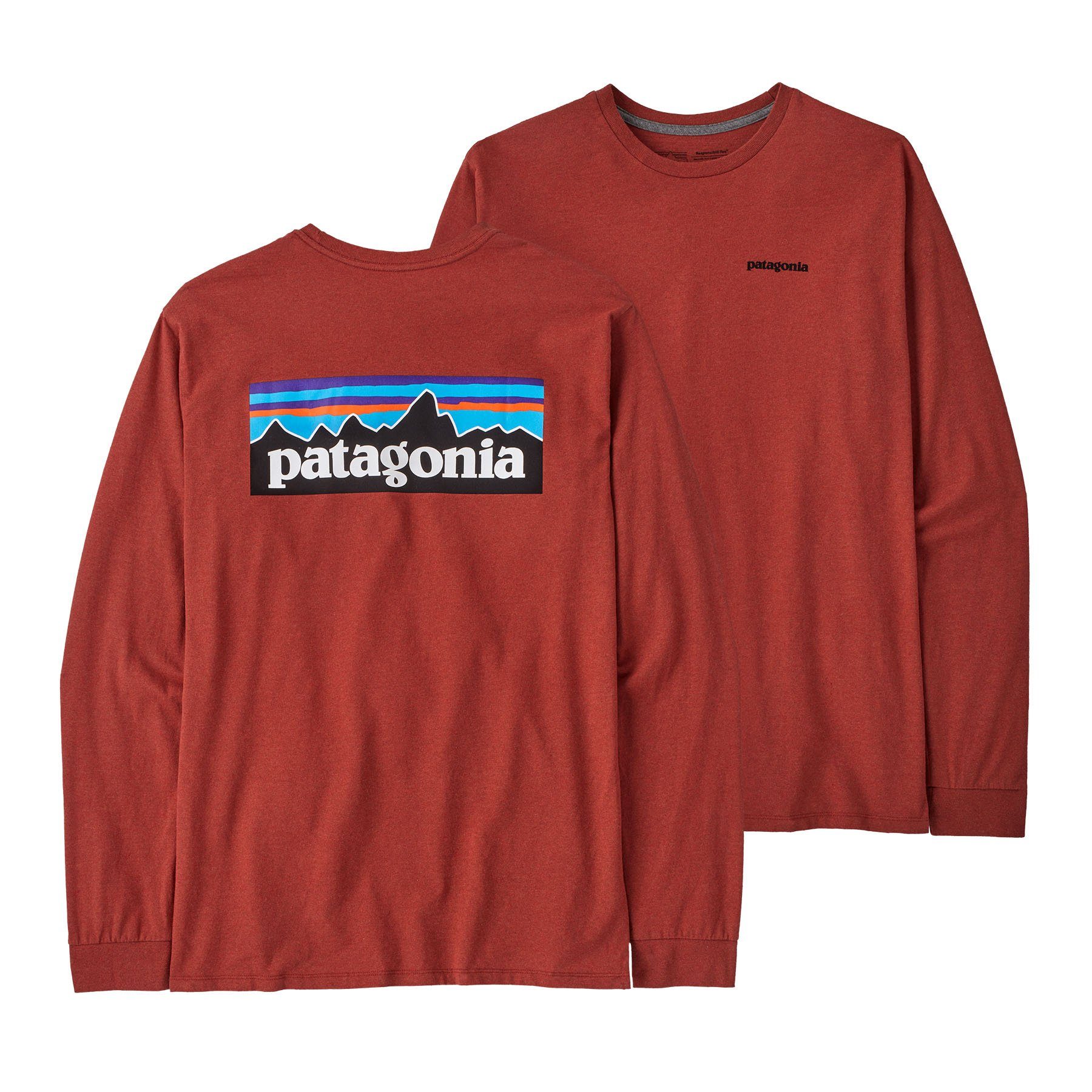 P-6 Langarmshirt red Adult Herren Patagonia L/S Patagonia burl Logo Responsibili-Tee Langarmshirt