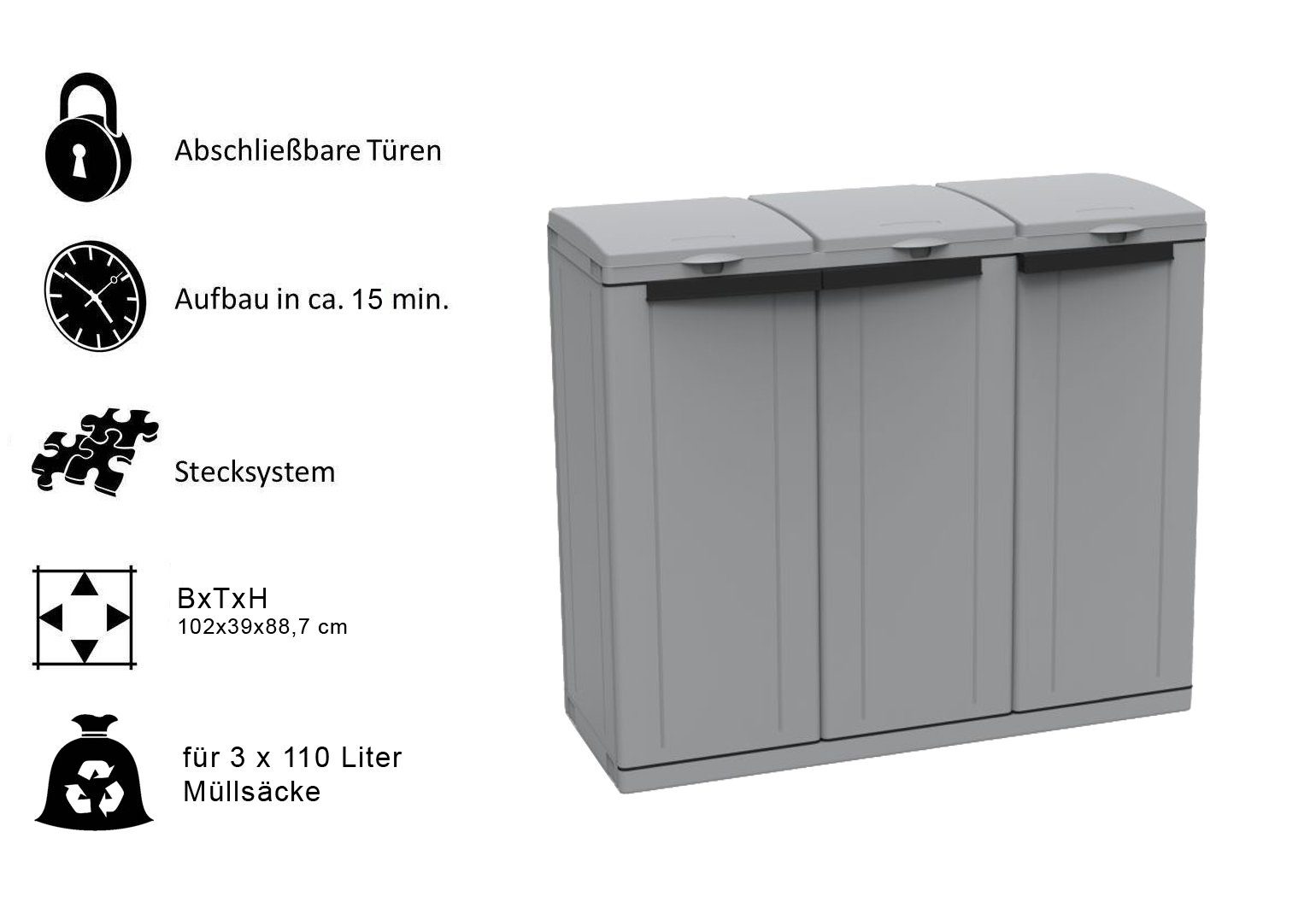 Kreher Mülltonnenbox EcoCab3 - XL Kunststoffschrank günstig online kaufen