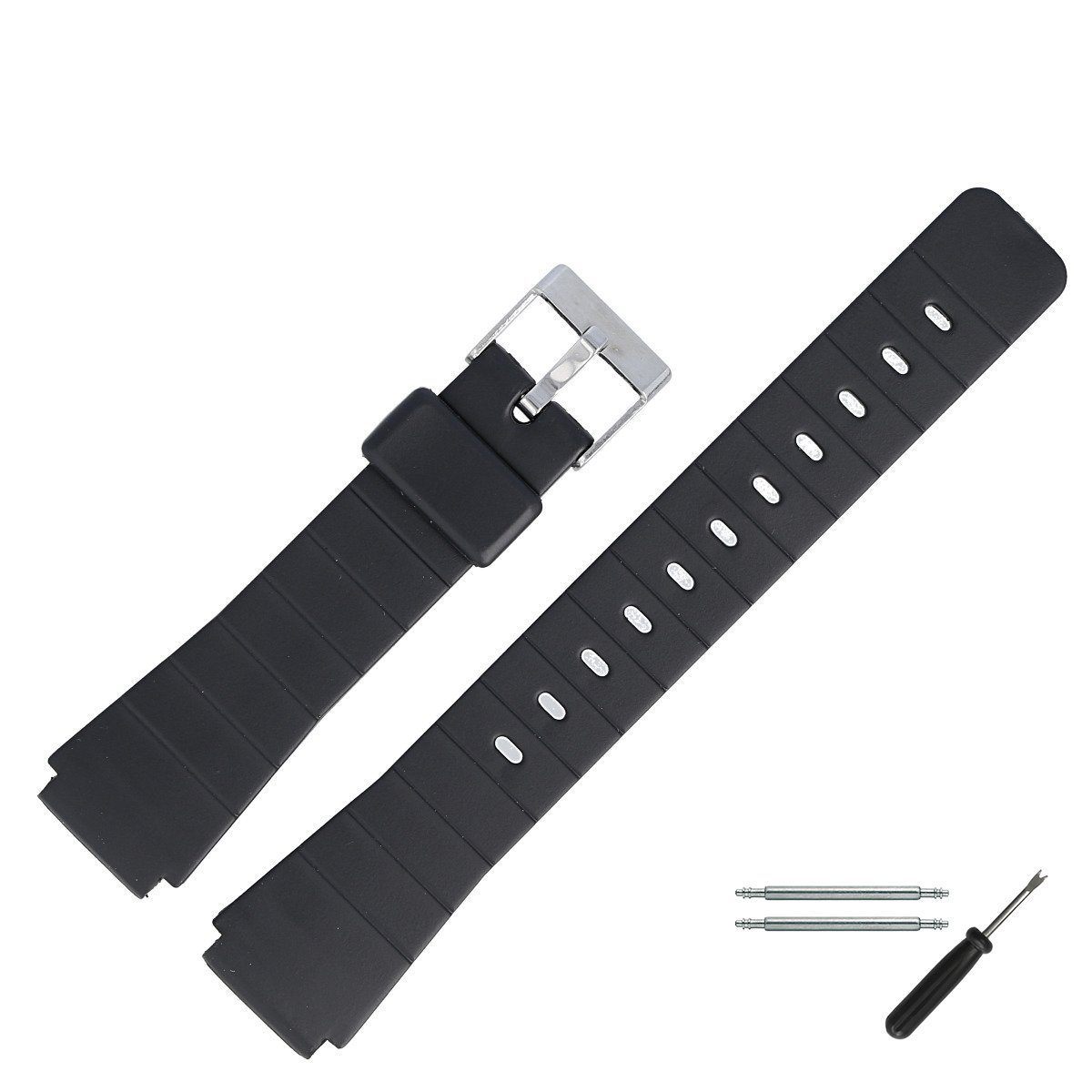 MARBURGER Uhrenarmband 18mm Kunststoff PVC Schwarz günstig online kaufen