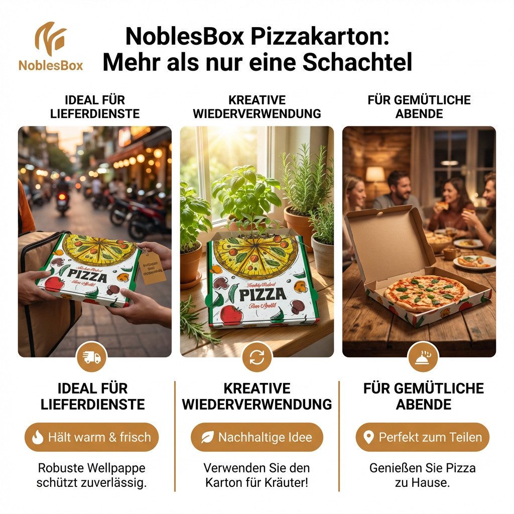 NoblesBox Karton Pizzakarton - Pizzaschachtel - Gastronomie Kraftpappe 50-200 Stk, Stabile, Kraft, Pizza Box, Pizzeria