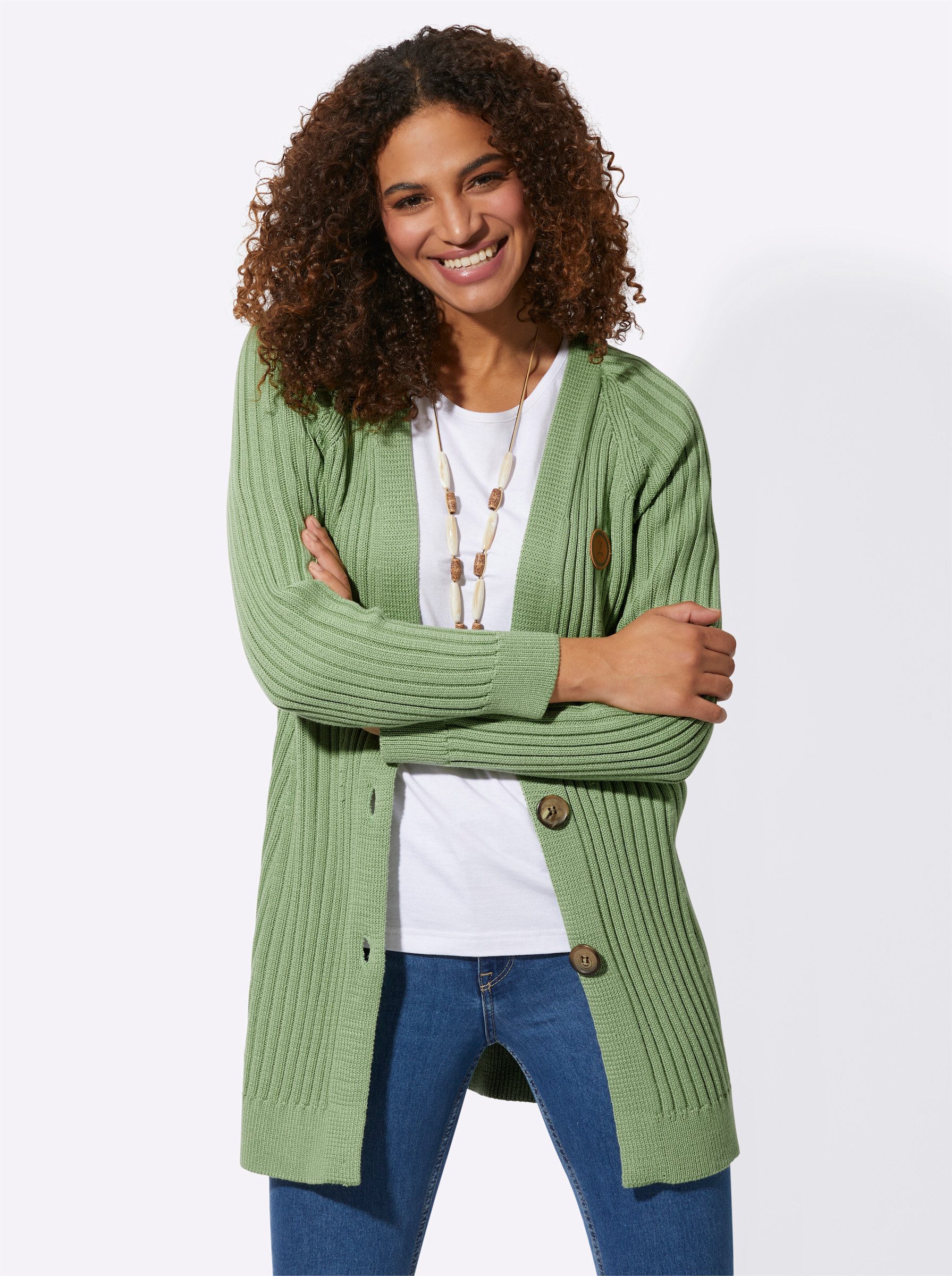 Witt Strickjacke Long-Strickjacke Langarm Rippoptik günstig online kaufen