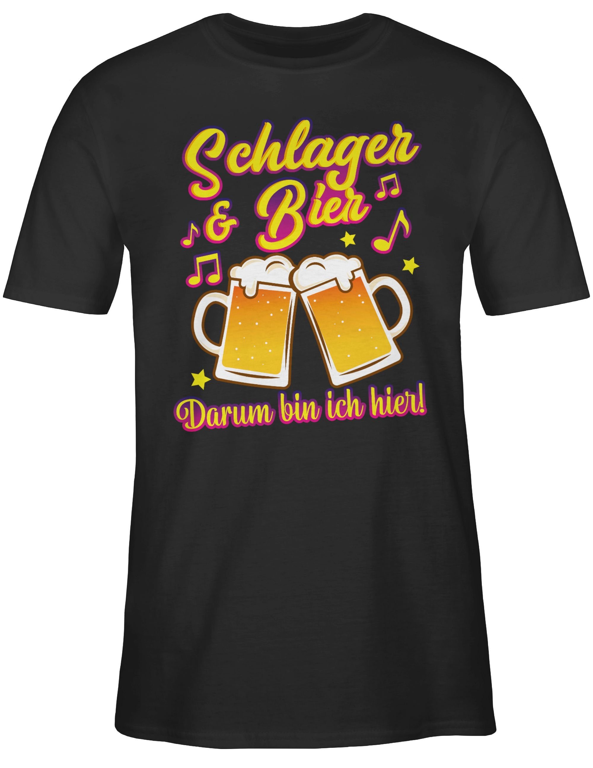 Schlager T-Shirt & Schwarz bin Schlager Party ich Bier hier! Outfit darum 01 Shirtracer