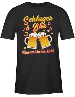 Shirtracer T-Shirt Schlager & Bier darum bin ich hier! Schlager Party Outfit
