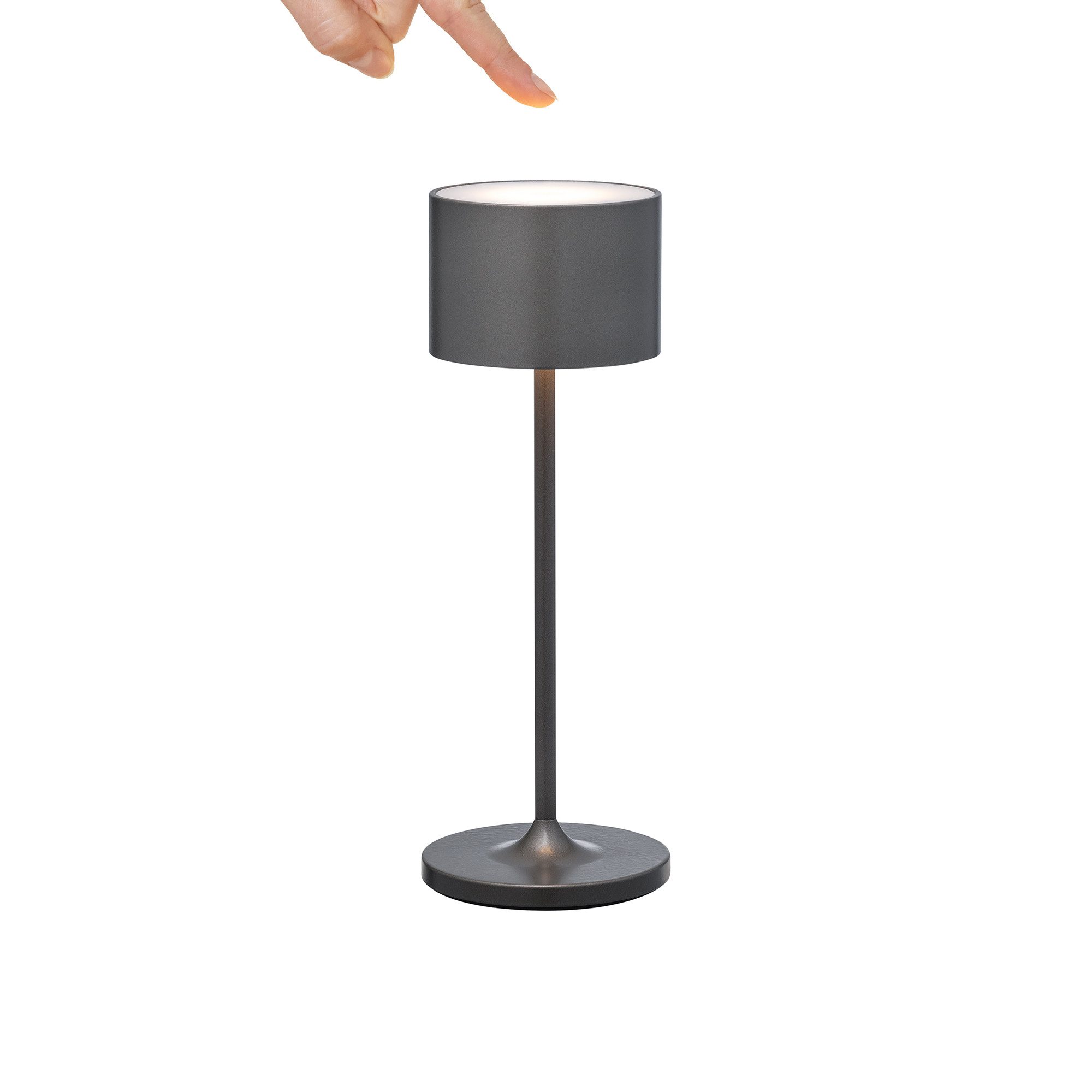 blomus LED Tischleuchte -FAROL MINI- Mobile LED-Tischleuchte: Akku Leuchte für Innen & Außen, Dimmbar, LED fest integriert, Warmweiß, Tageslichtweiß, Kaltweiß, 2700 bis 4000 Kelvin, 35Std. Brenndauer, IP54, Akku, Outdoor, 90 Lumen