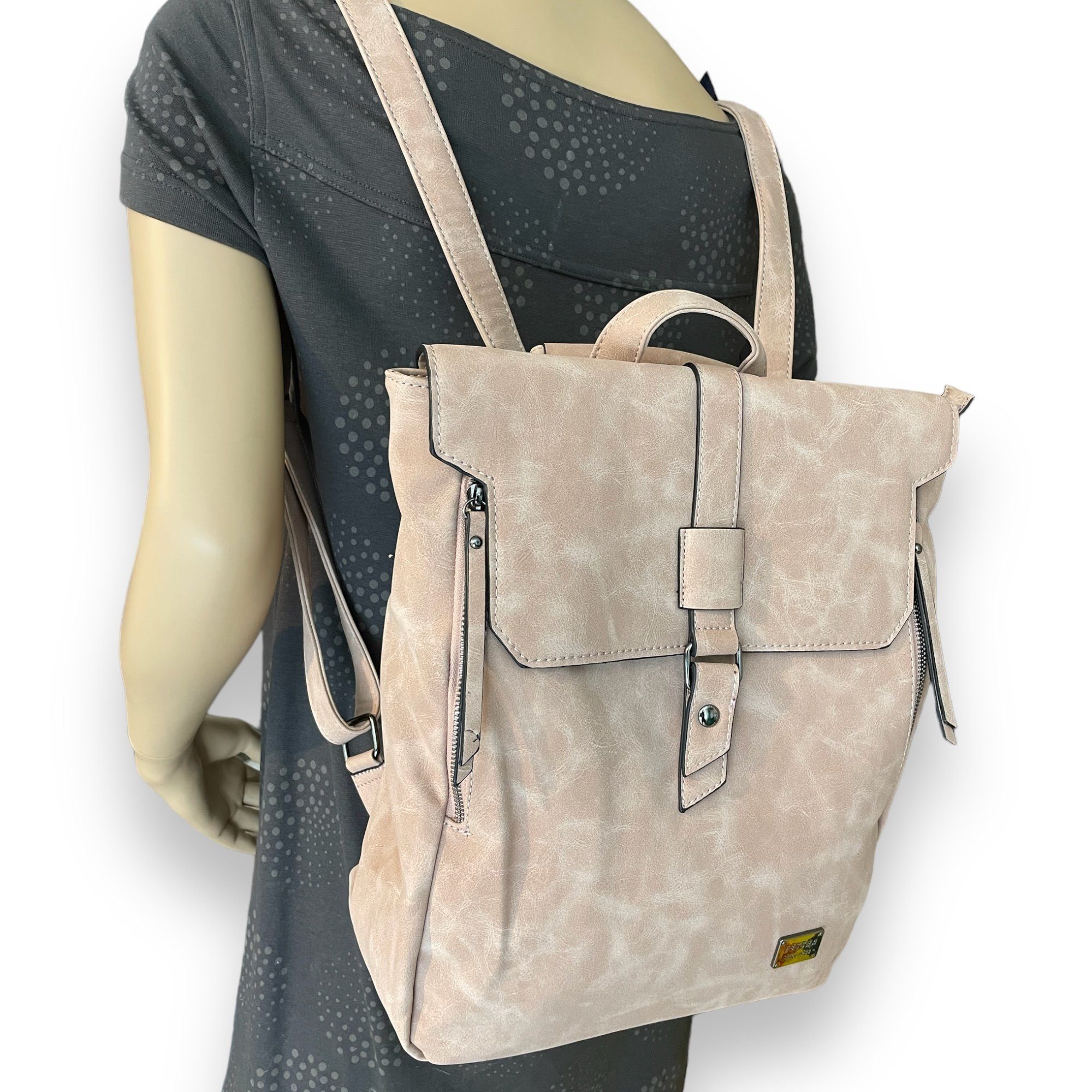 Taschen4life Cityrucksack 2in1 Damen Multifunktions Rucksacktasche D5768, Rucksack & Umhängetasche in Einem