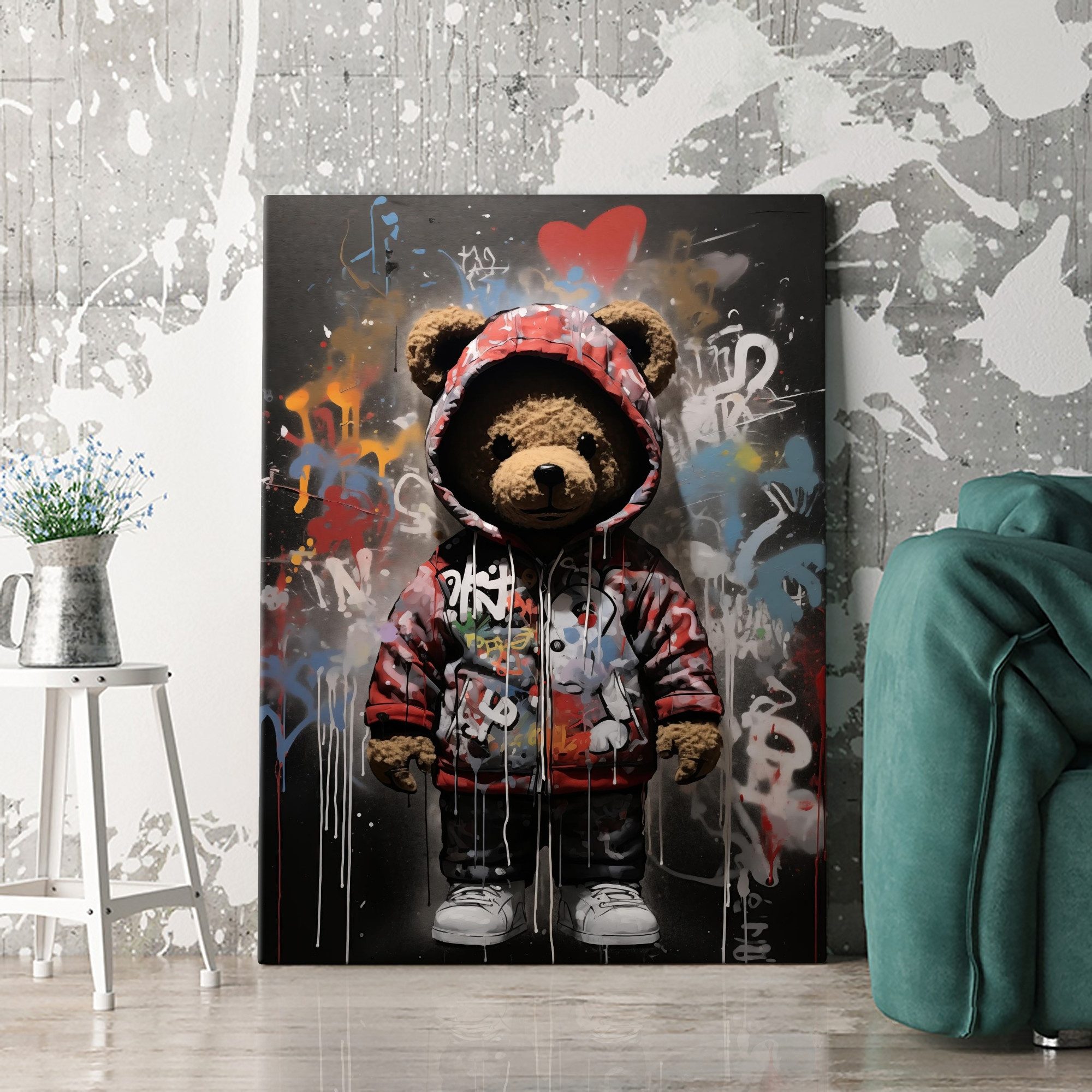 Artmazing Leinwandbild Teddy Grafitti, Teddy Grafitti, gesp. auf FSC Echtholz-Keilrahmen, in versch. Größen