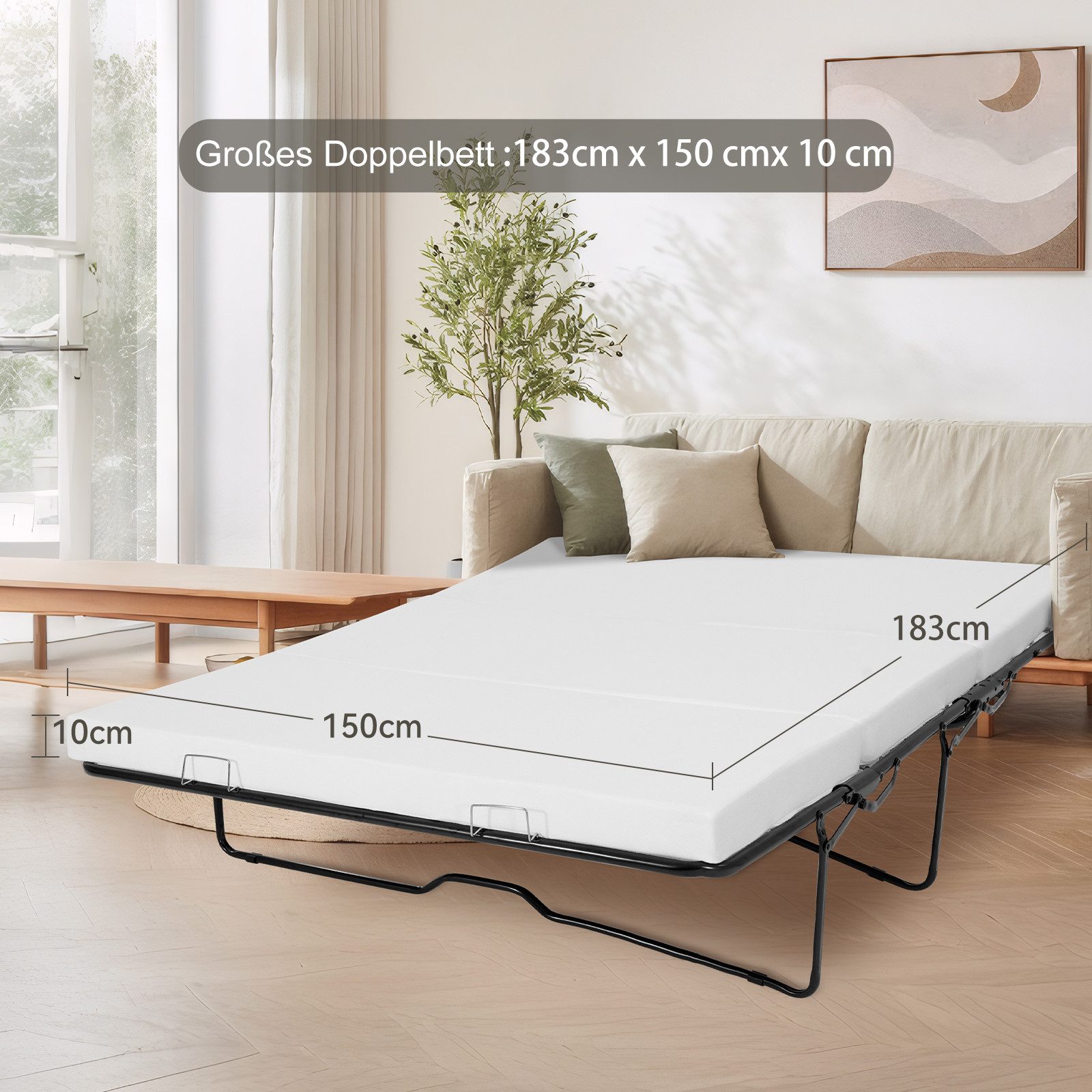 Komfortschaummatratze Topper Memoryschaum-Matratzen-Ersatz mit waschbarem Bezug, Meulbaty, 10 cm hoch, für Schlafsofa und Couch-Betten, Doppelbett, ohne Sofa