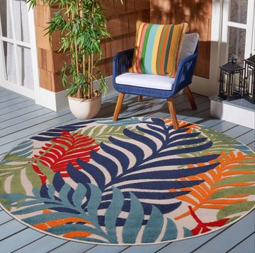 Teppich Floral, Sanat, rund, Höhe: 6 mm, In- und Outdoor geeignet, florales Design, Balkon, Terasse