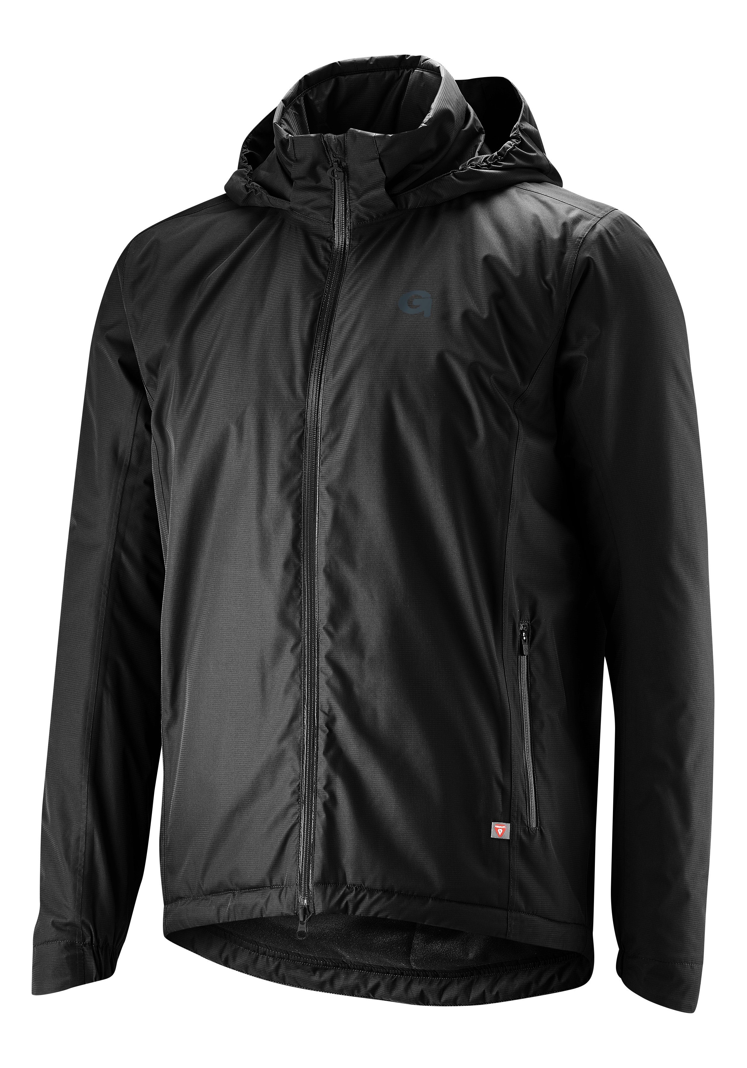 Fahrradjacke schwarz Gonso wind- und Kapuze wasserdicht, Therm Regenjacke Herren Save Radjacke mit