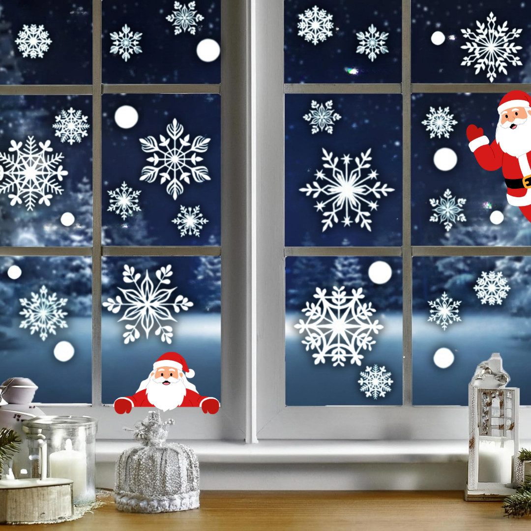 Montegoni Fenstersticker Festliche Fensteraufkleber, Schneeflocken, Fensterbild, Weihnachten, Selbstklebende, doppelseitige Fensterfolien, Weihnachtsmotiv – Bild 5 von 5