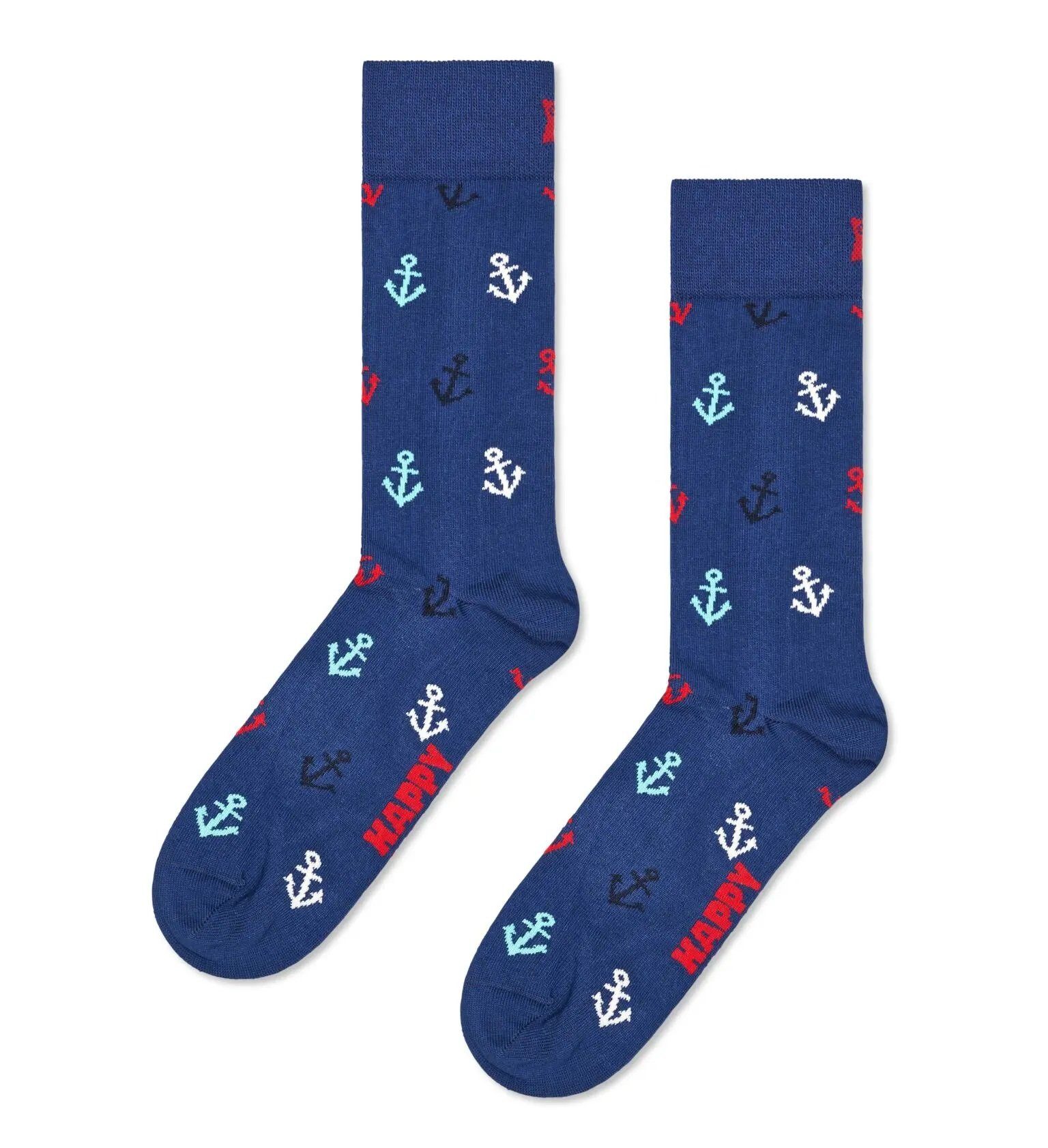 Happy Socks Socken Tagessocke Crew Anchor (kleine Ankerhaken) navyblau - 1 günstig online kaufen