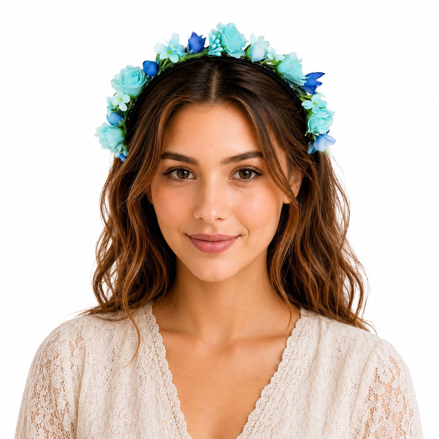 Trachtenland Haarreif Blumen Haarkranz "Sabia" mit Rosen, Haarschmuck Dirndl Hochzeit