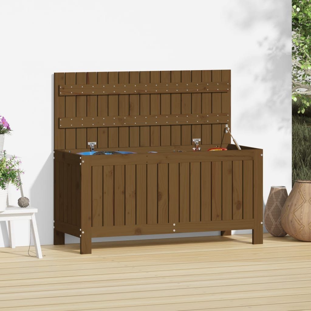 furnicato Gartenbox Gartentruhe Honigbraun 108x42,5x54 cm Massivholz Kiefer