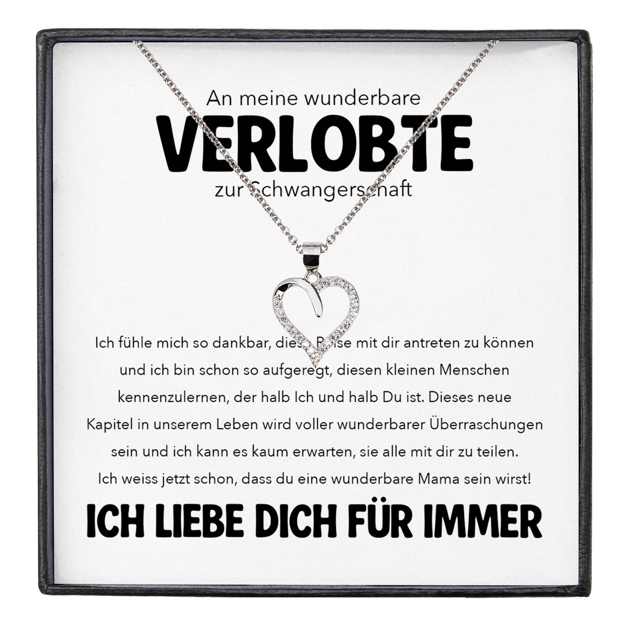 22Feels Schmuckset An Meine Verlobte Geschenk Frauen Verlobung Ich Liebe Dich Herz Kette (inkl. Geschenktasche, Karte, Poliertuch, Beutel), Silber 925/000, Karte Made In Germany