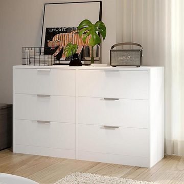 EVERY Kommode Sideboard Schubladenschrank Anrichte, Breite 120 cm, 6 Schubladen, Kippschutz, Edelstahlgriffe